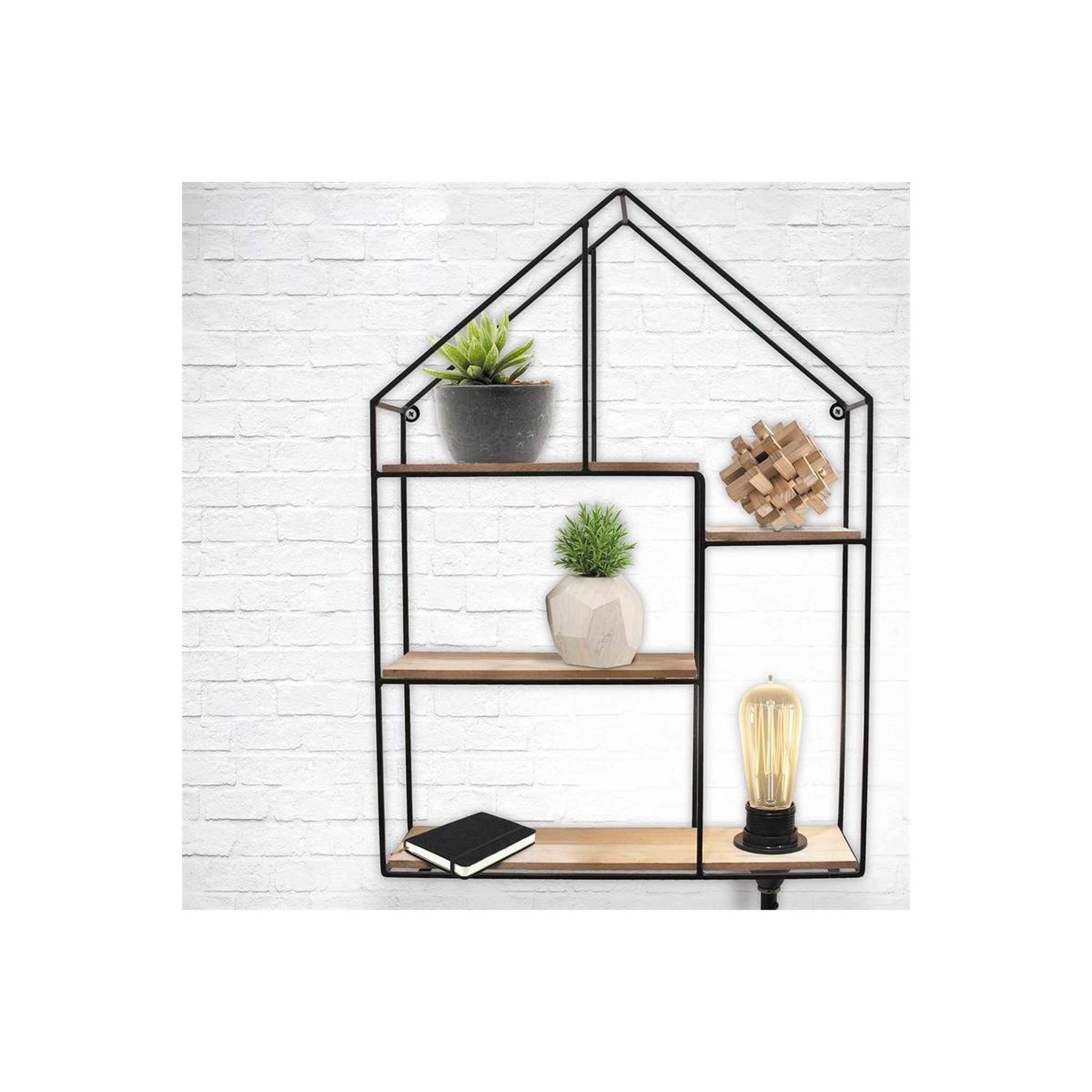 Voir la diapositive 5 : The Home Deco Factory Étagère Murale Lumineuse  Maison  50cm Noir