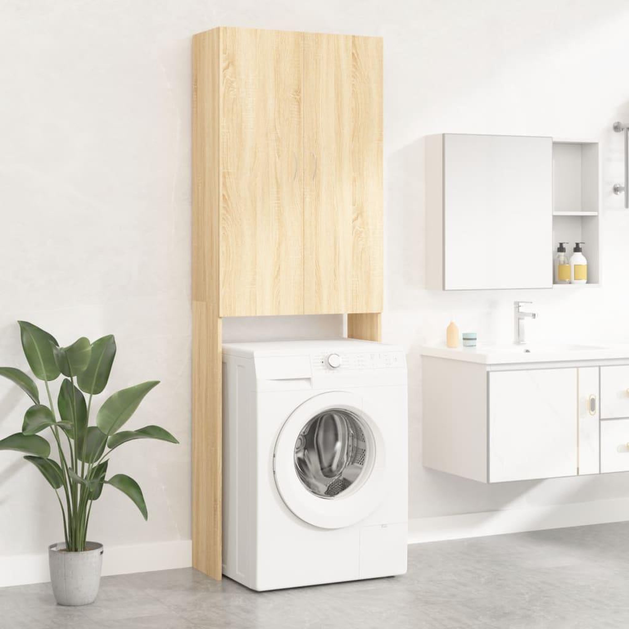 VIDAXL Meuble pour machine a laver Chene sonoma 64x25,5x190 cm