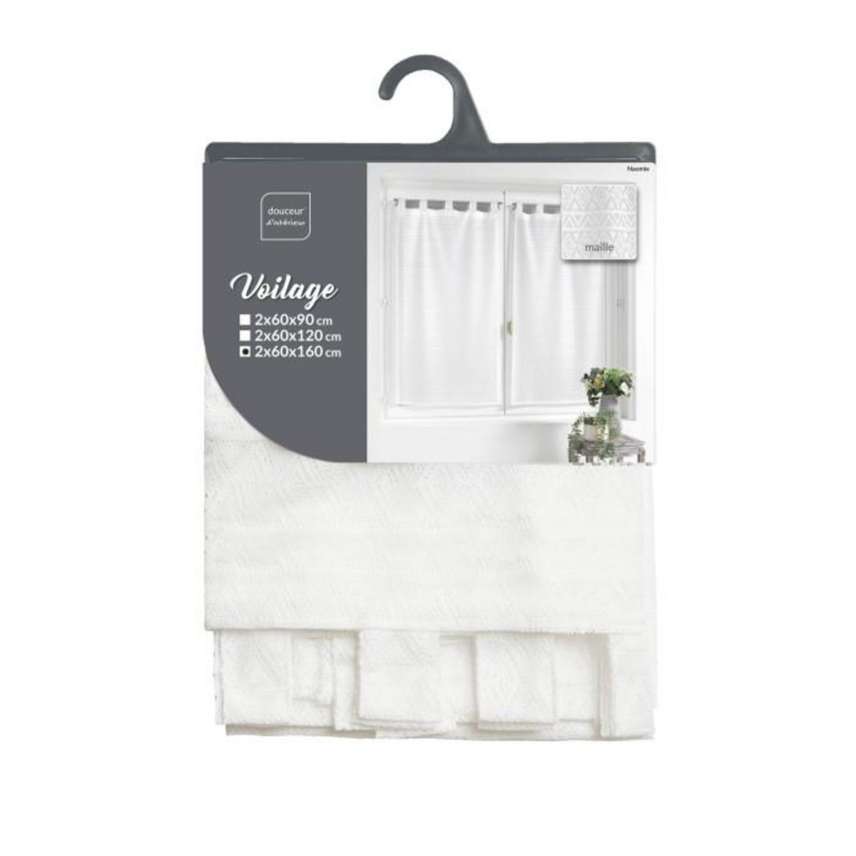 Paris Prix Paire de Voilages Maille  Naomie  60x160cm Blanc