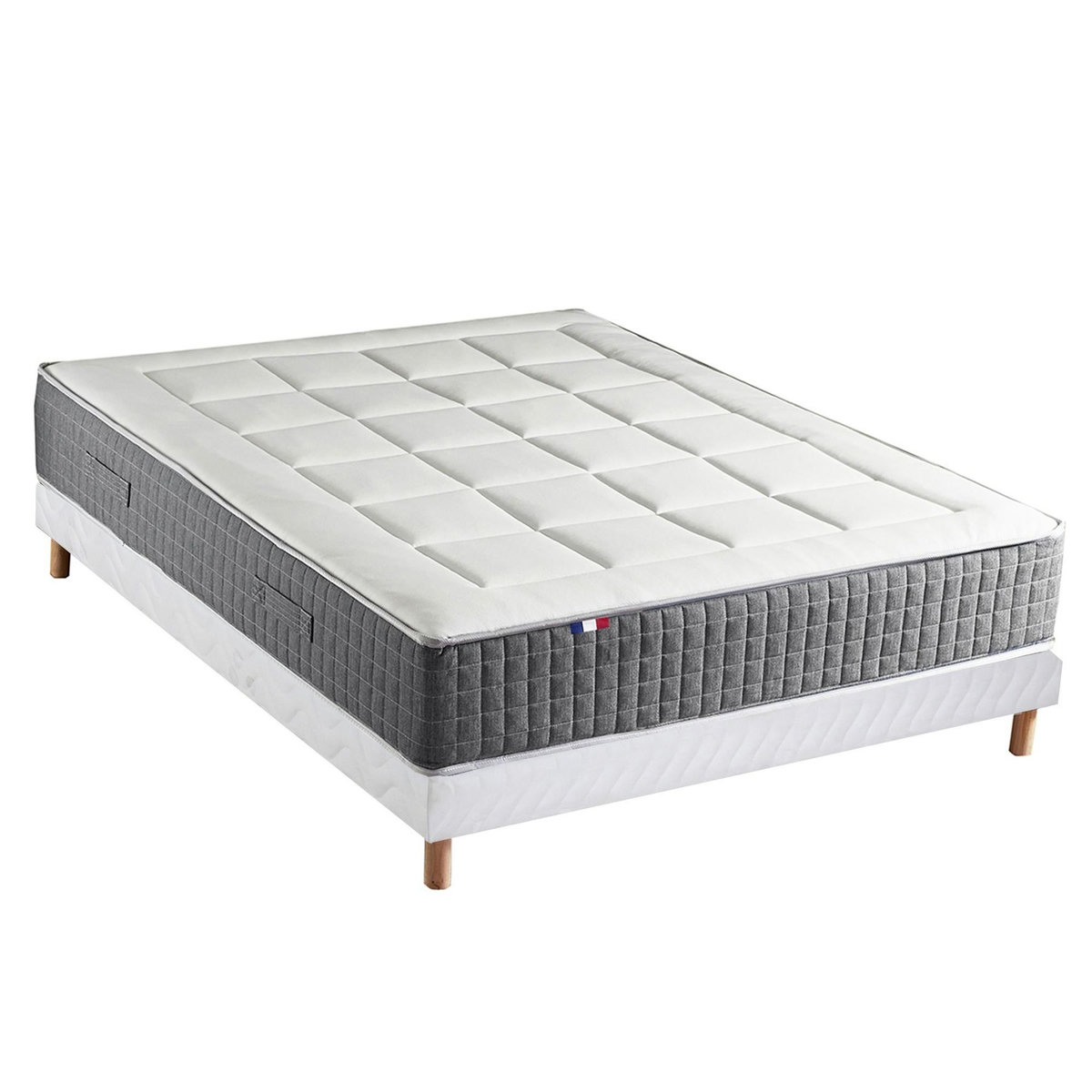 IDLITERIE Ensemble Matelas Ressort 7 zones H.28cm + Sommier Fabriqué en France MAX