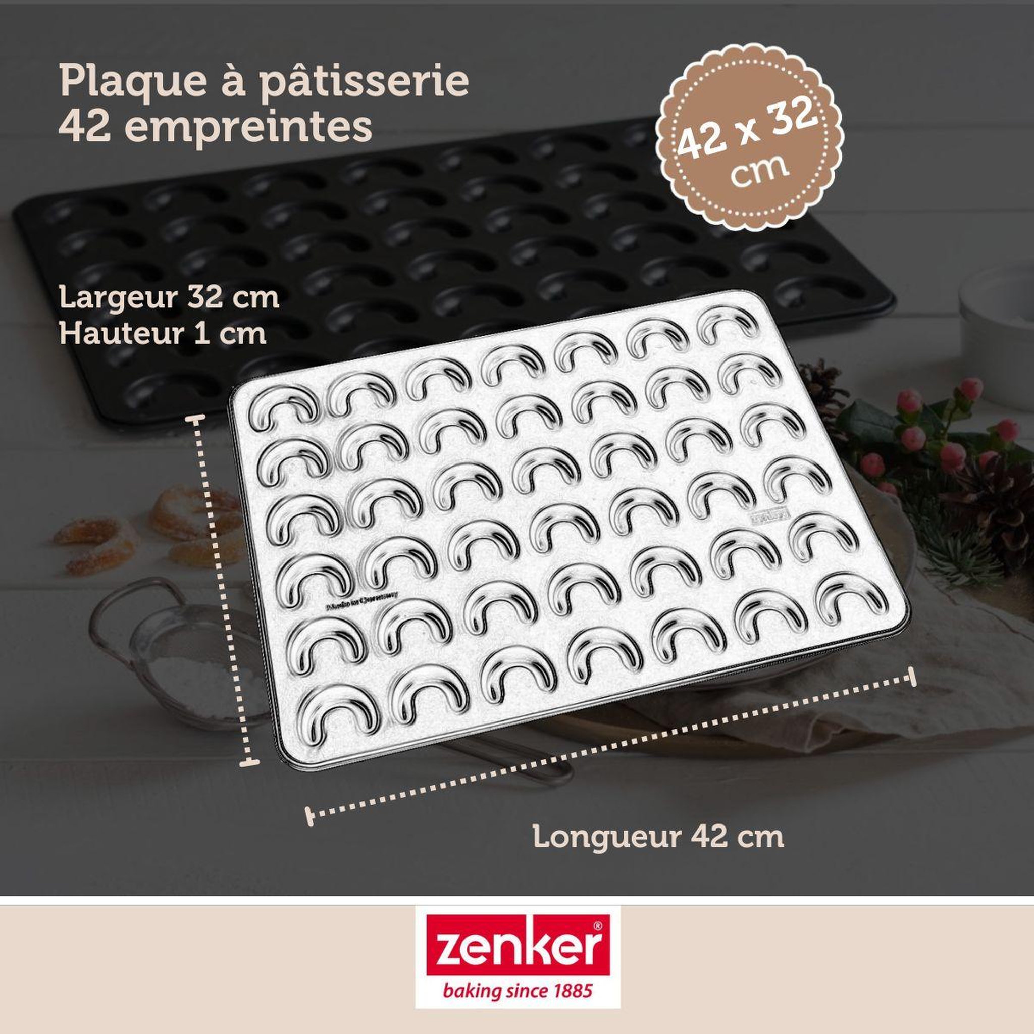 Voir la diapositive 3 : ZENKER Lot de 2 plaques pâtisserie 42/32 cm en acier spécial créative spécial créative zenker  spécial créative