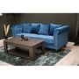 Voir la diapositive 3 : Paris Prix Canapé 3 Places en Velours  Chesterfield  217cm Bleu