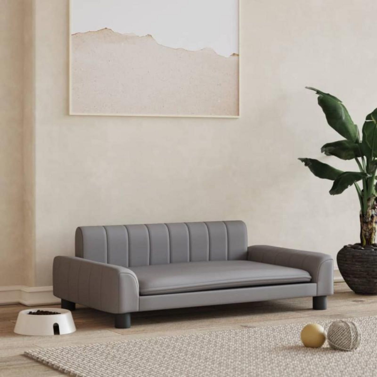 VIDAXL Lit pour chien gris 90x53x30 cm similicuir