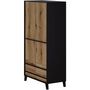 Voir la diapositive 3 : MARKET24 Armoire HEKA 2 portes + 4 tiroirs - Décor noir et chene - L100 x P50 x H180 cm - Fabriqué en Espagne