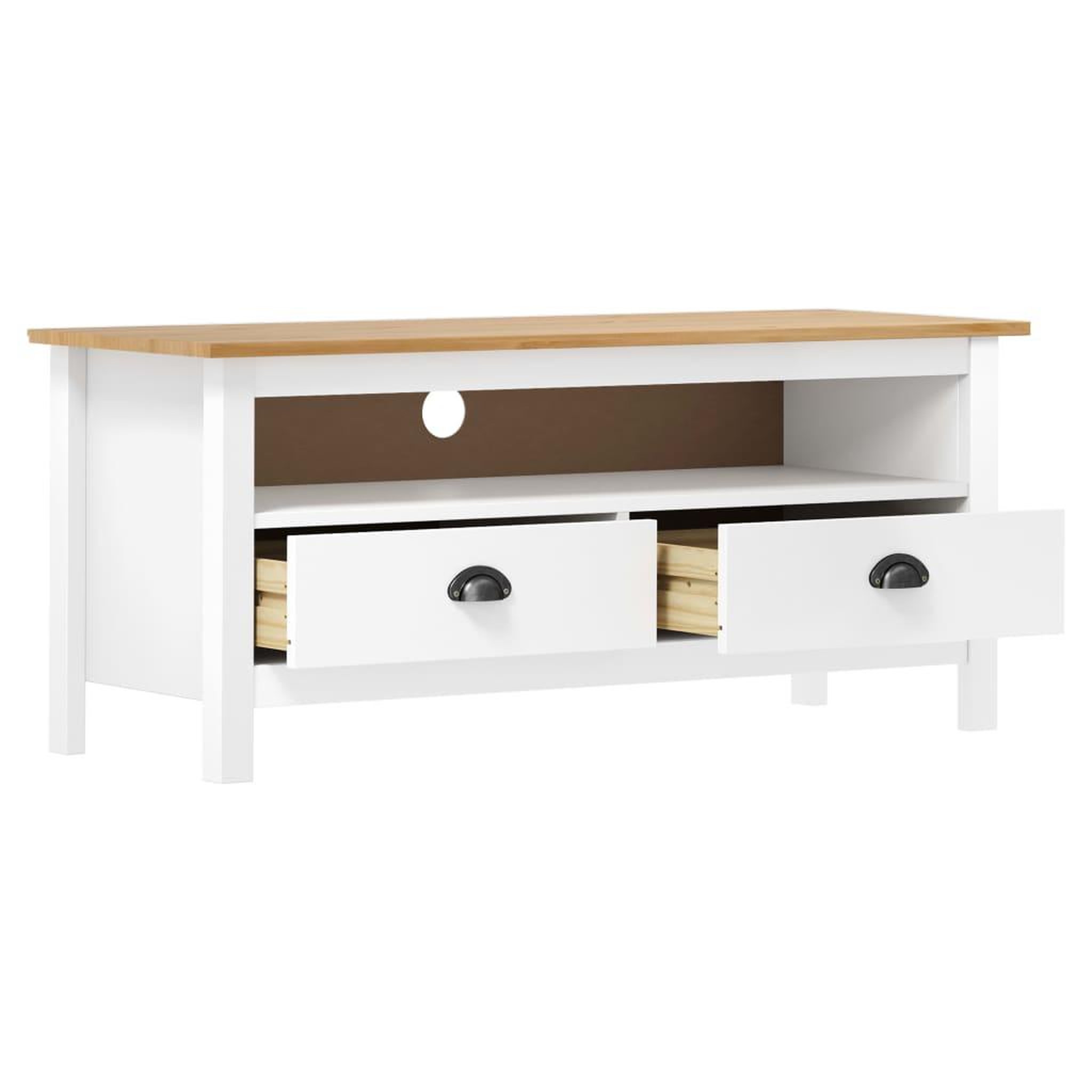 Voir la diapositive 3 : VIDAXL Meuble TV Hill Range Blanc 110x40x47 cm Bois de pin solide