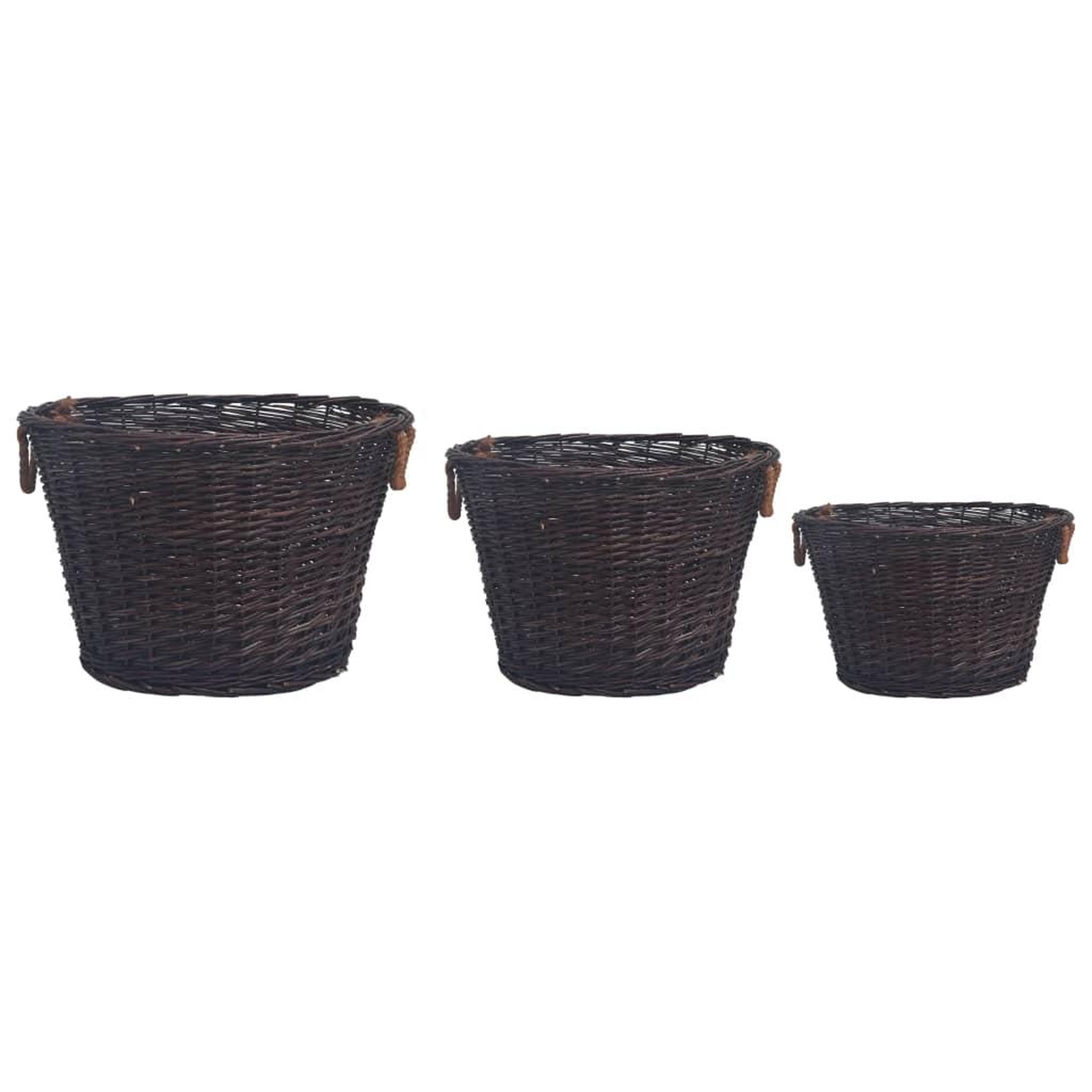 Voir la diapositive 2 : VIDAXL Jeu 3 paniers empilables a bois de chauffage Marron fonce Saule