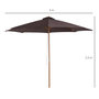 Voir la diapositive 3 : OUTSUNNY Outsunny Parasol rond grande taille diamètre 3 m bois polyester haute densité chocolat
