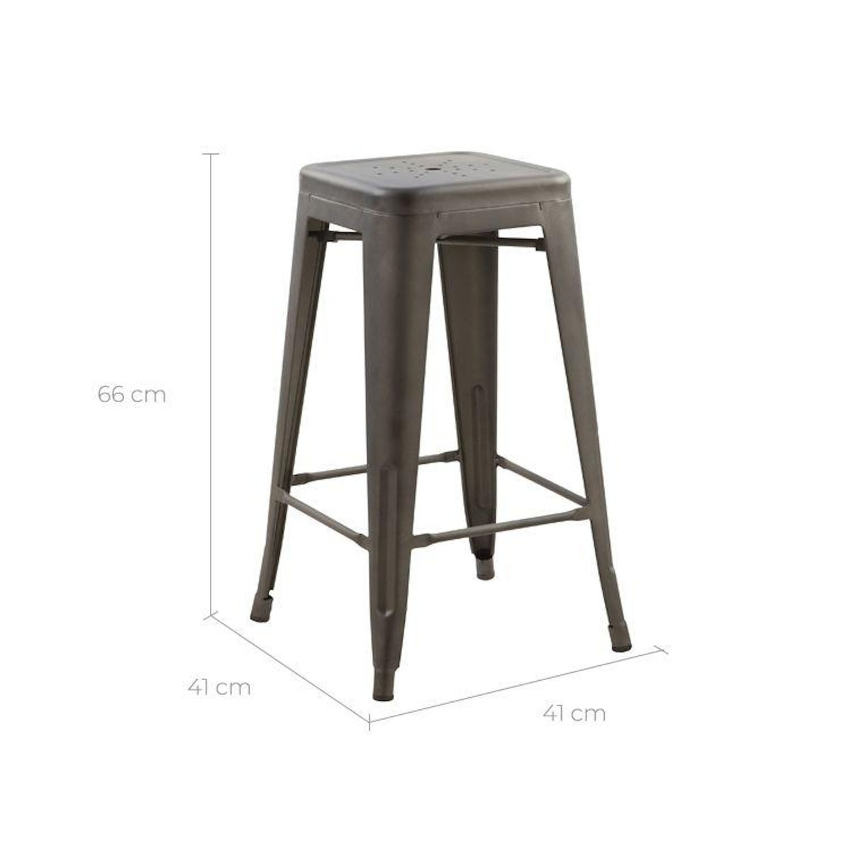 Rendez vous déco Lot de 2 tabourets pour îlot central 66 cm en métal gris mat-Indus