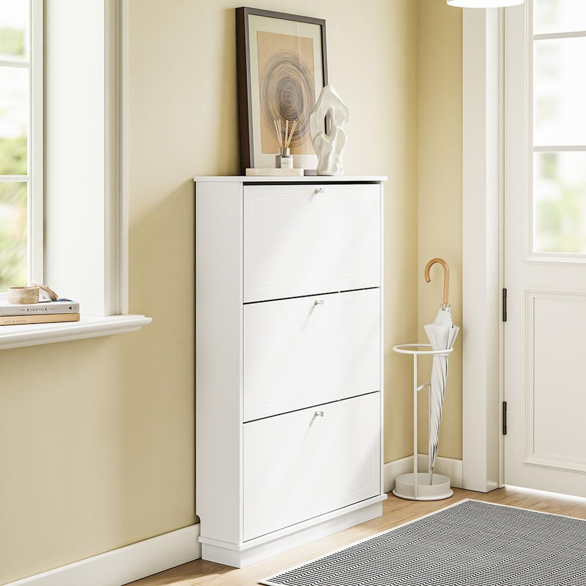 SOBUY Armoire à chaussures Blanc 76x18x113cm FSR215-W
