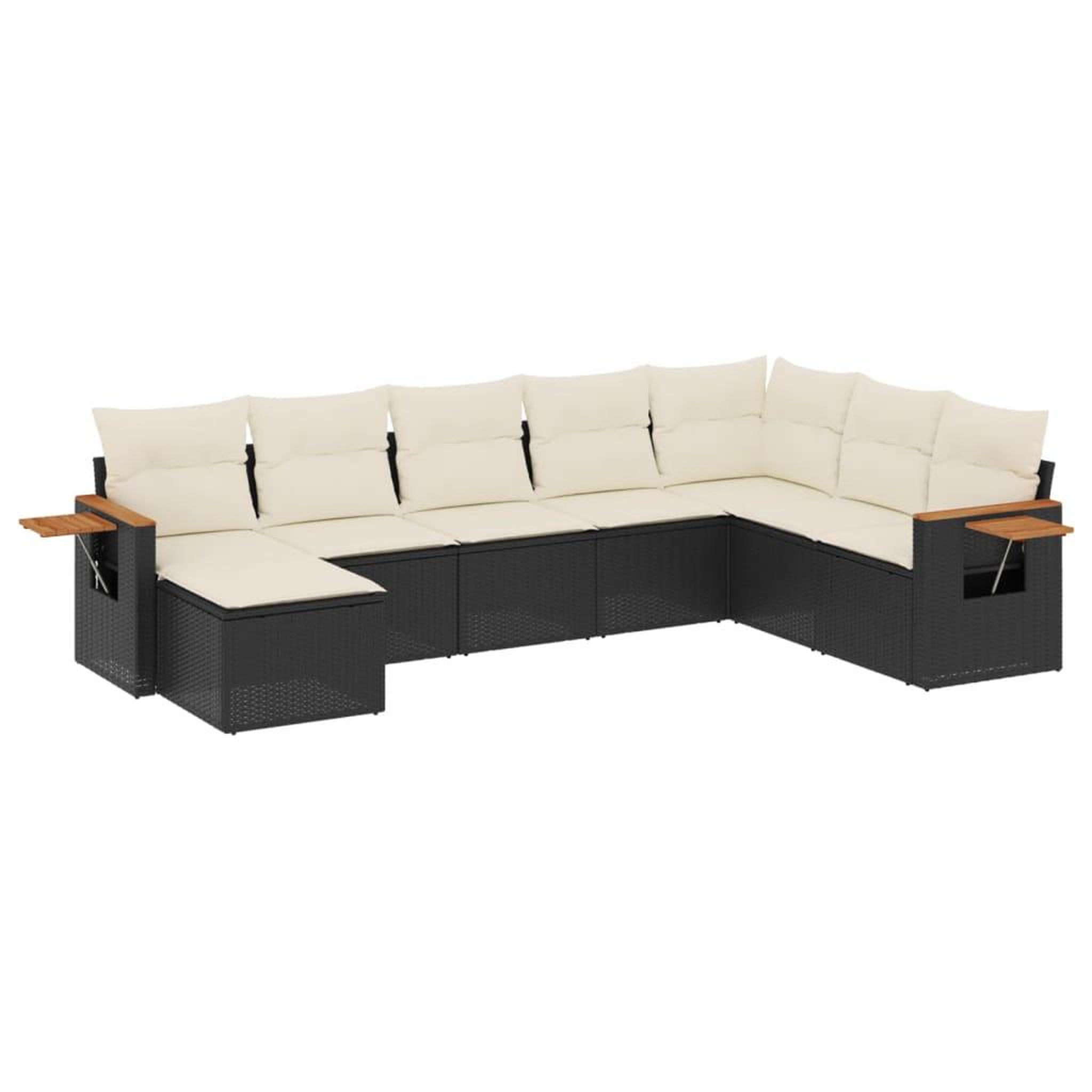 Voir la diapositive 2 : VIDAXL Salon de jardin 8 pcs avec coussins noir resine tressee
