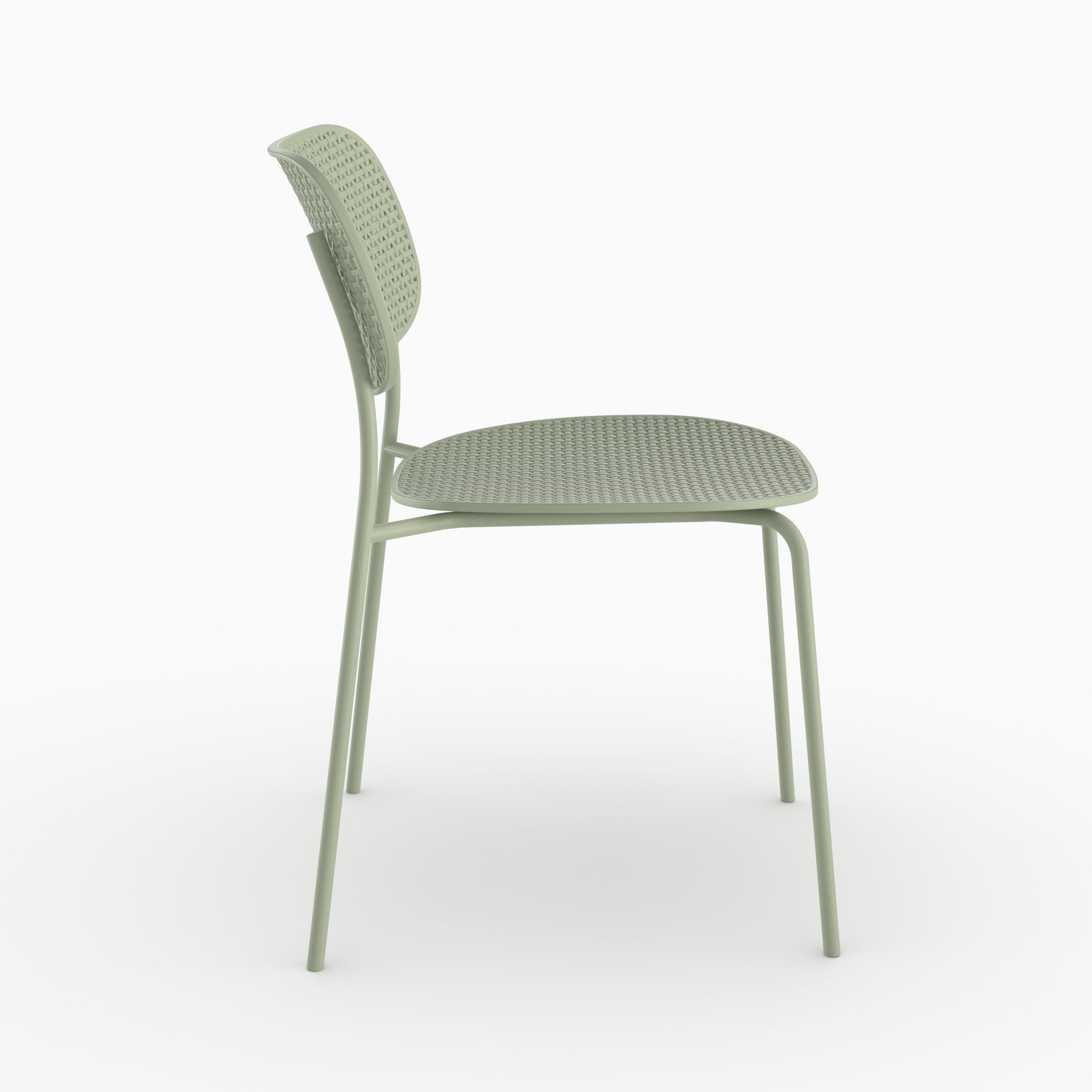 Voir la diapositive 6 : MAISON PAVANE Lot de 2 chaises de jardin empilables en plastique vert pastel-géa