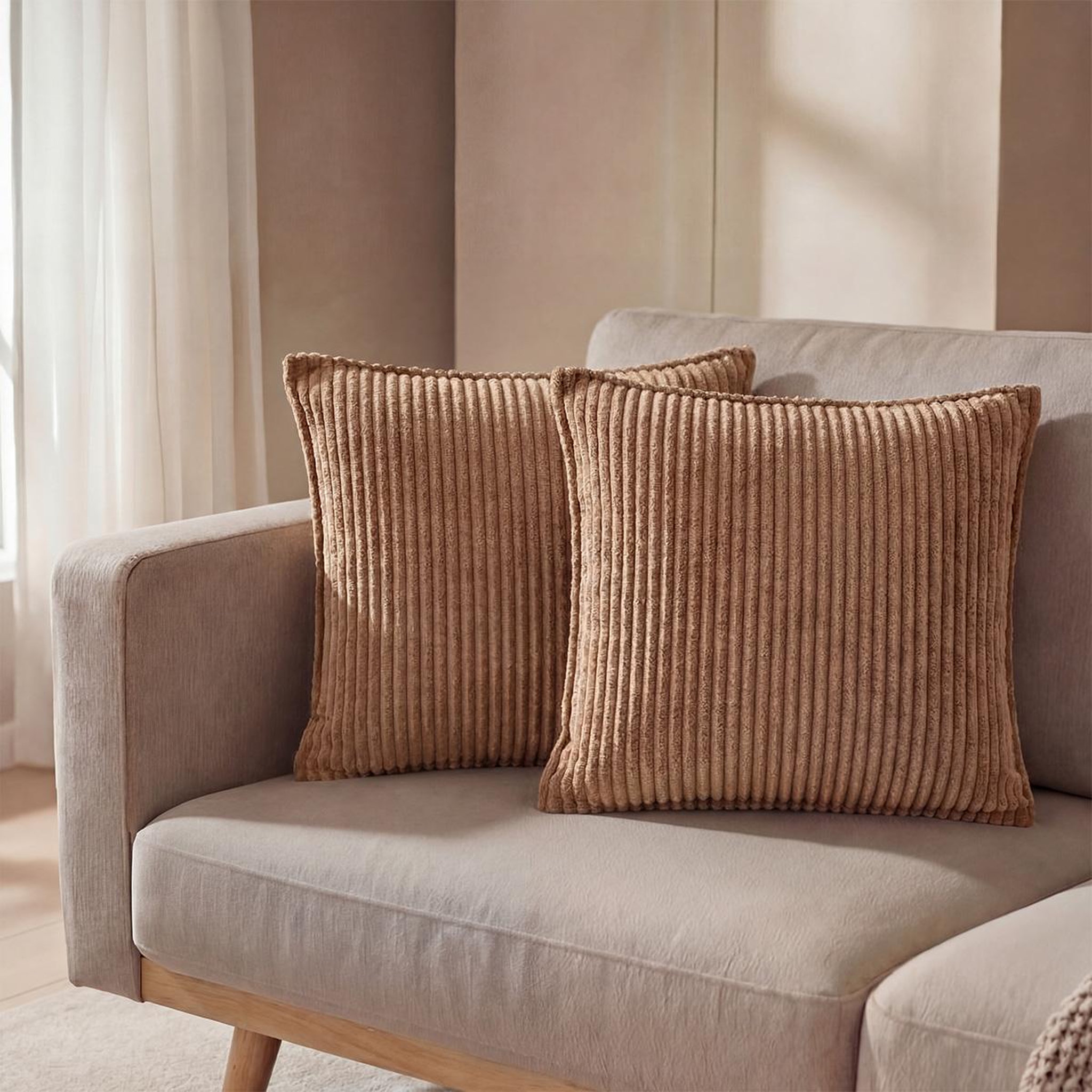 Voir la diapositive 2 : MATELAS POUR TOUS Matelas pour tous | lot de 2 coussins velours côtelé malo | marron