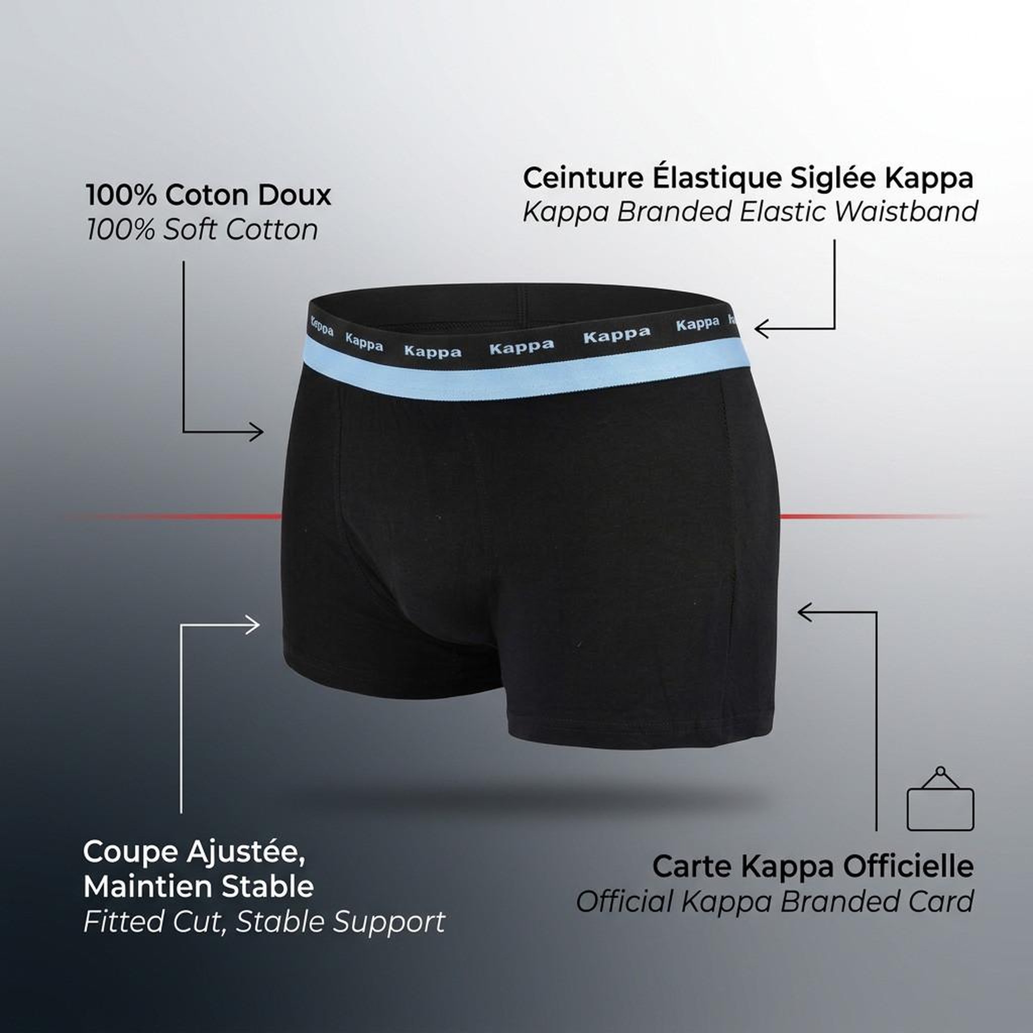 Voir la diapositive 5 : KAPPA KAPPA Boxers Homme Lot de 3, Coton, Ceinture Élastique Siglée Kappa