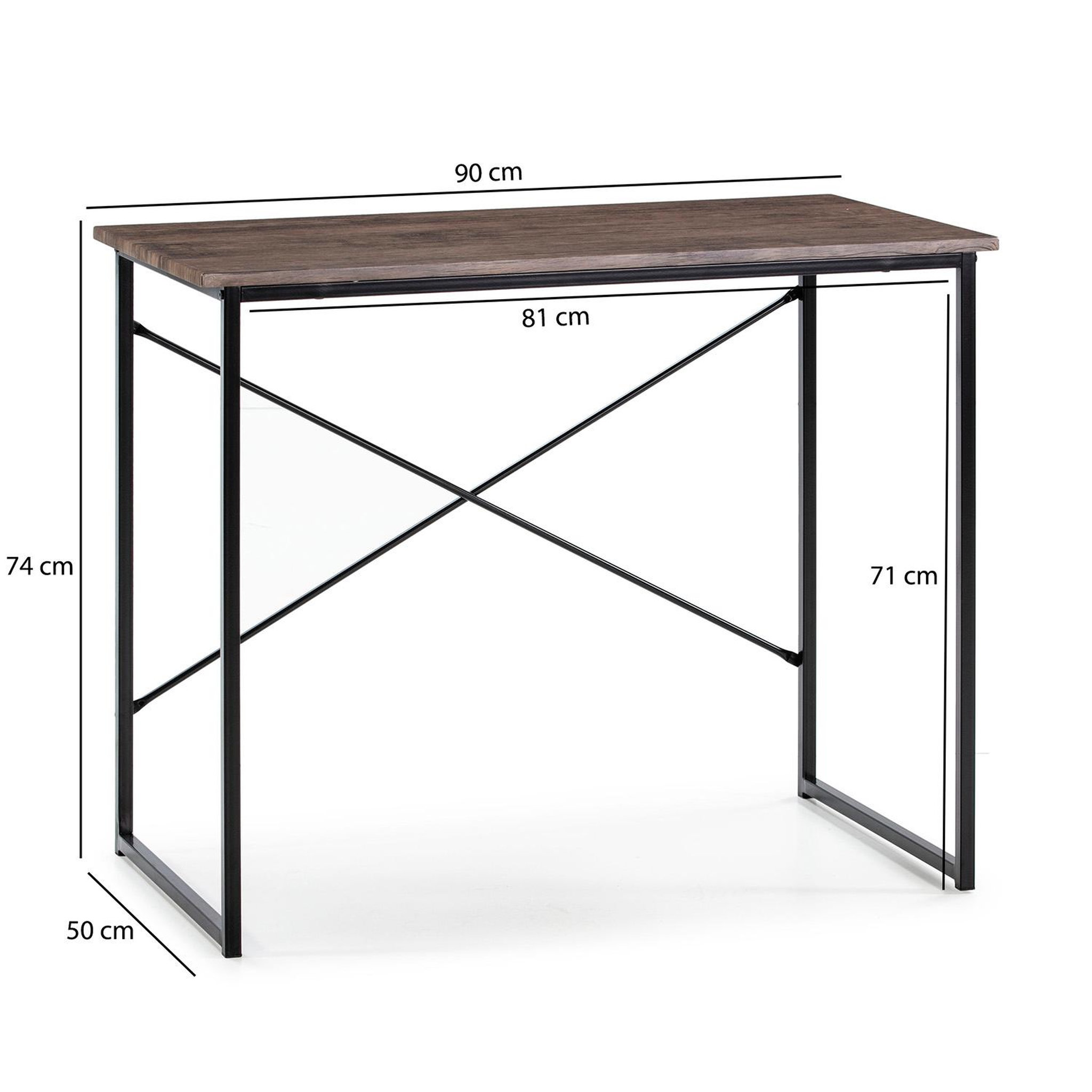 Voir la diapositive 6 : VS VENTA-STOCK Bureau Cáceres Noir,Table pour PC, Style Industriel, 90 cm Longueur