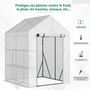 Voir la diapositive 4 : OUTSUNNY Serre de jardin 2 tablettes dim. 1,43L x 1,43l x 1,95H m porte déroulante acier PE haute densité 140 g/m² transparent blanc
