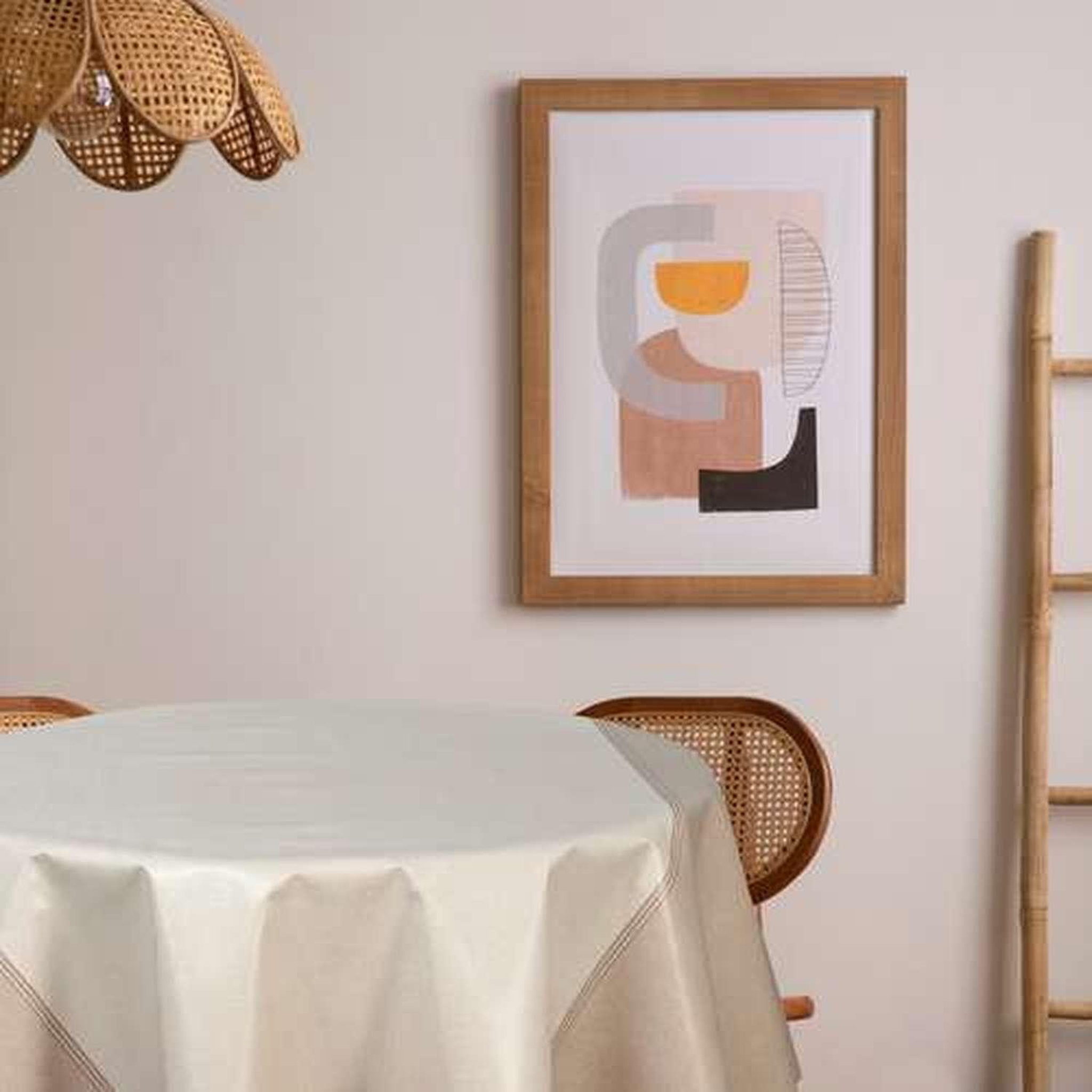 Voir la diapositive 2 : TOILINUX Nappe en toile cirée ronde stowe - diam. 135 cm - ecru