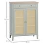 Voir la diapositive 3 : HOMCOM Meuble à chaussures style bohème chic - 2 portes 2 étagères réglables tiroir - MDF vert d'eau aspect chêne clair rotin
