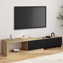 Voir la diapositive 2 : ID MARKET Meuble TV extensible 140-200 cm RAPHAEL 2 portes bois et noir