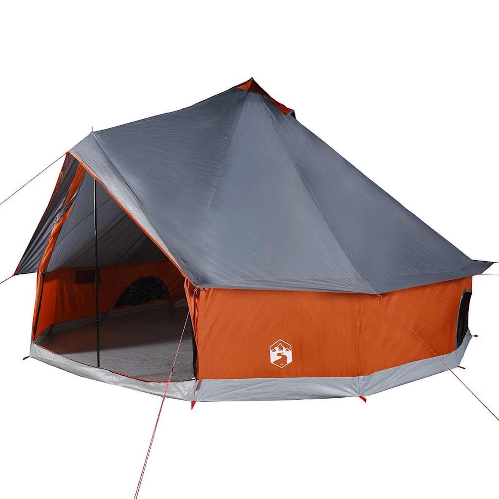 Voir la diapositive 2 : VIDAXL Tente familiale tipi 10 personnes gris et orange impermeable