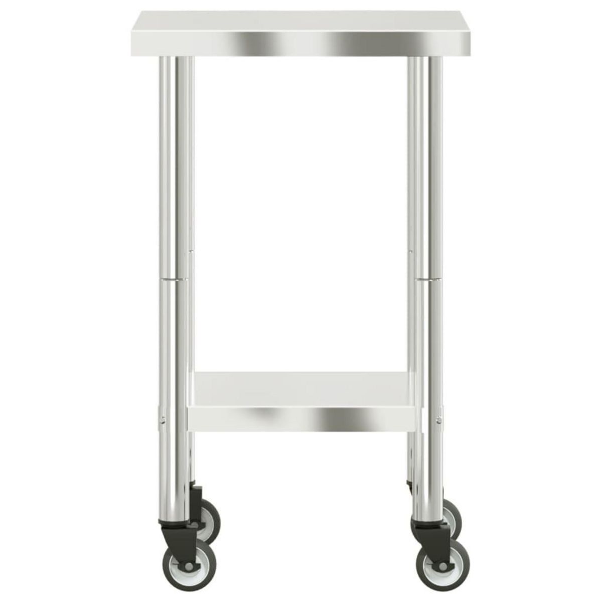 VIDAXL Table de travail de cuisine avec roues 55x55x85 cm inox