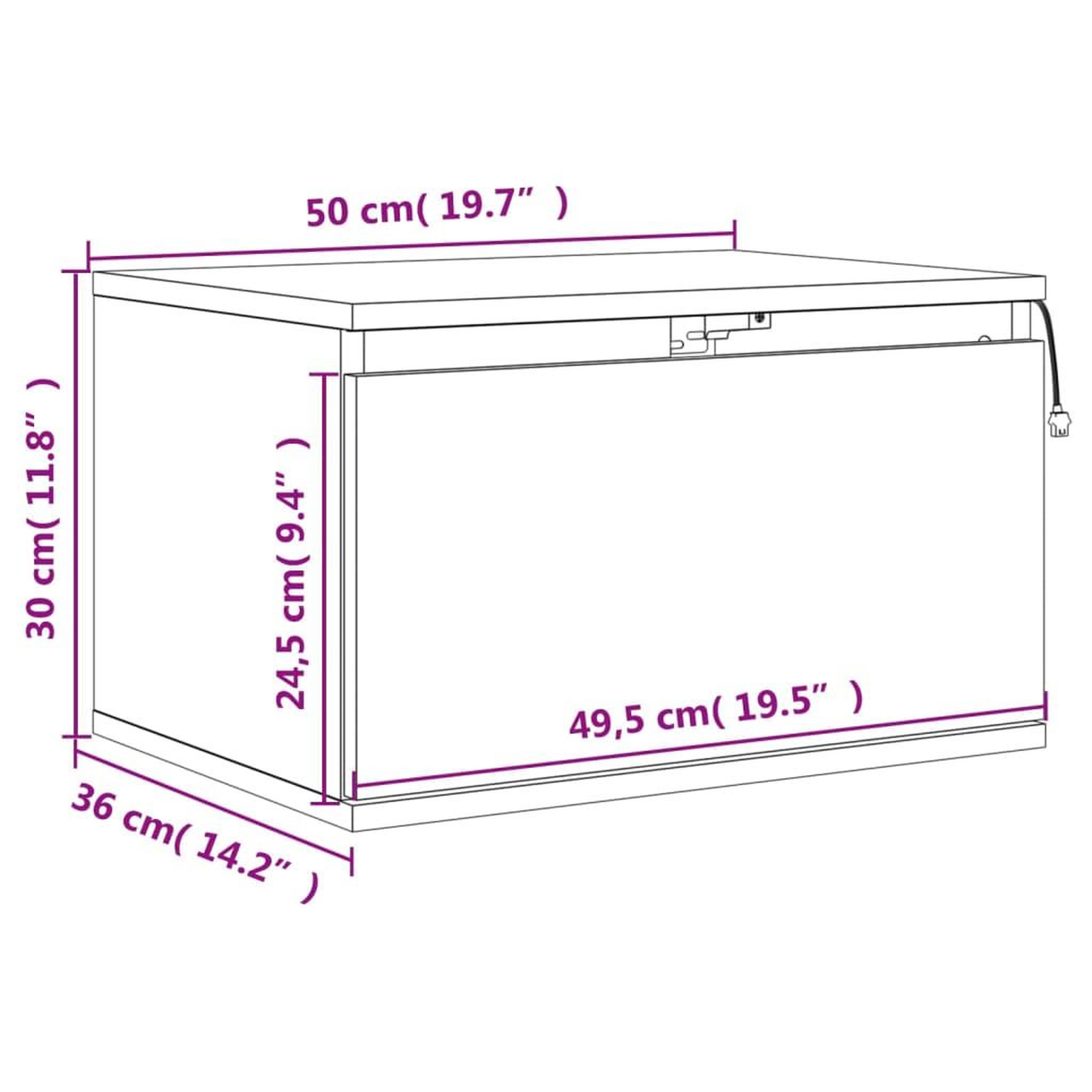 Voir la diapositive 6 : VIDAXL Table de chevet murale avec lumieres LED chene marron