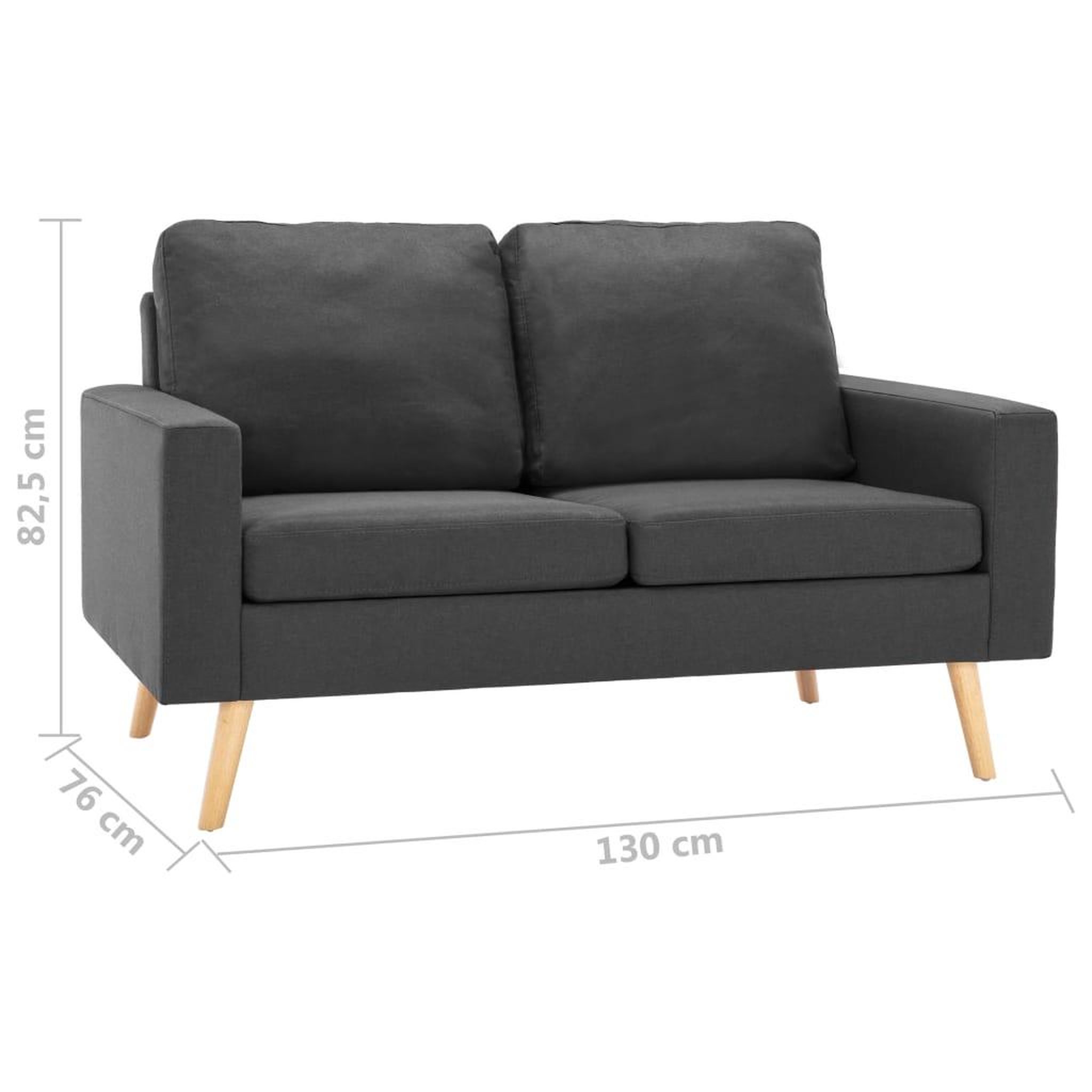 Voir la diapositive 6 : VIDAXL Canape a 2 places Gris fonce Tissu