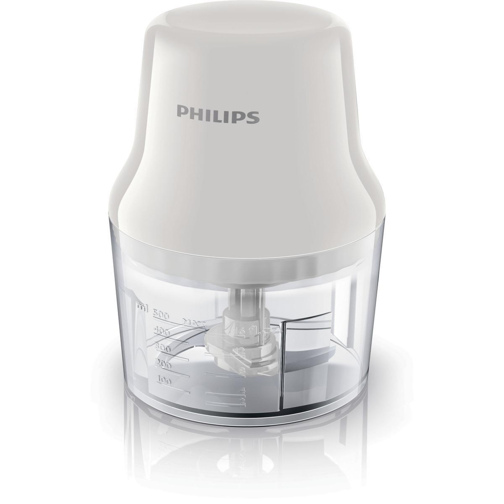 Voir la diapositive 2 : Philips Mini-hachoir 0.7l 450w blanc - hr1393/00