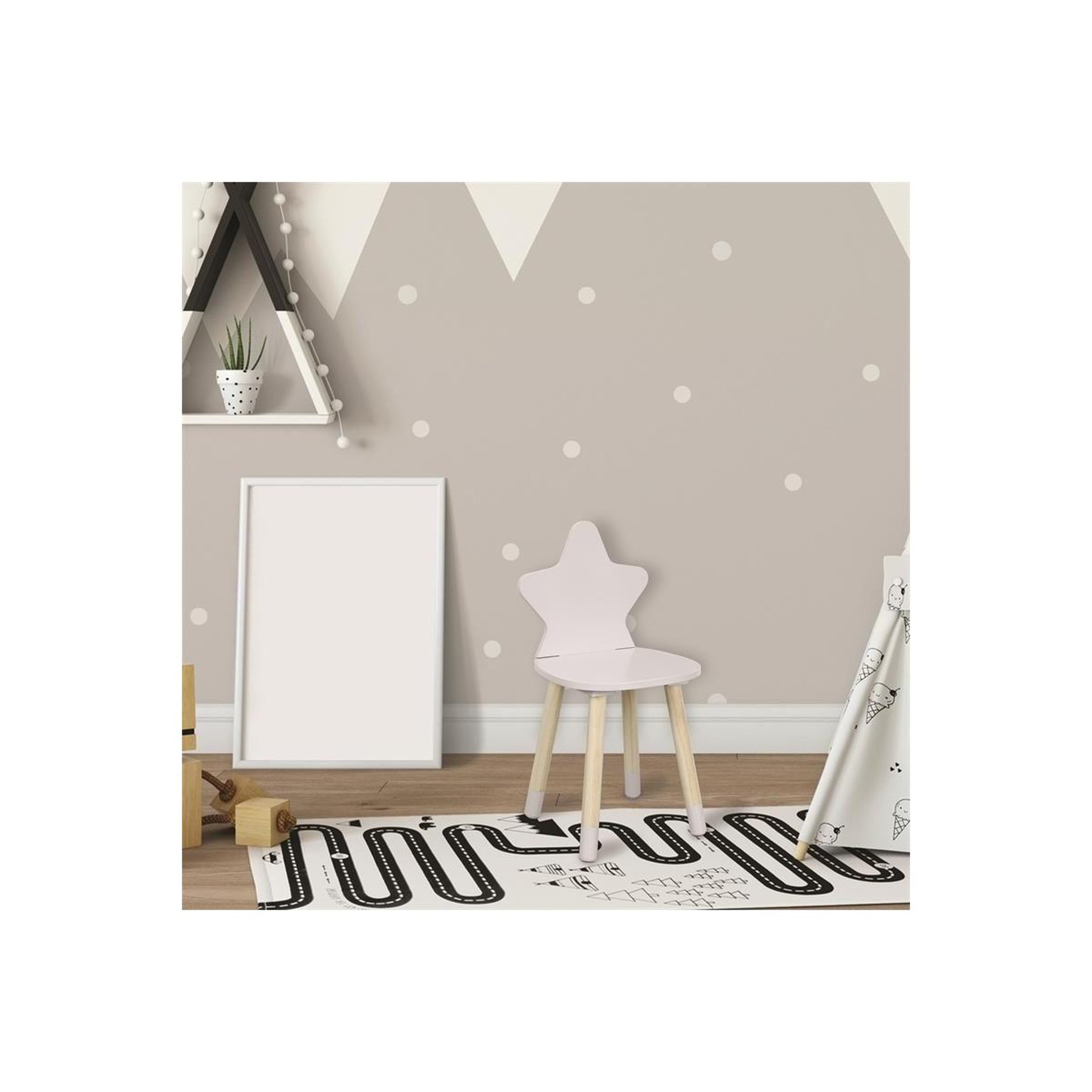 Voir la diapositive 3 : HOME DECO KIDS Chaise enfant en bois  étoile  54cm blanc