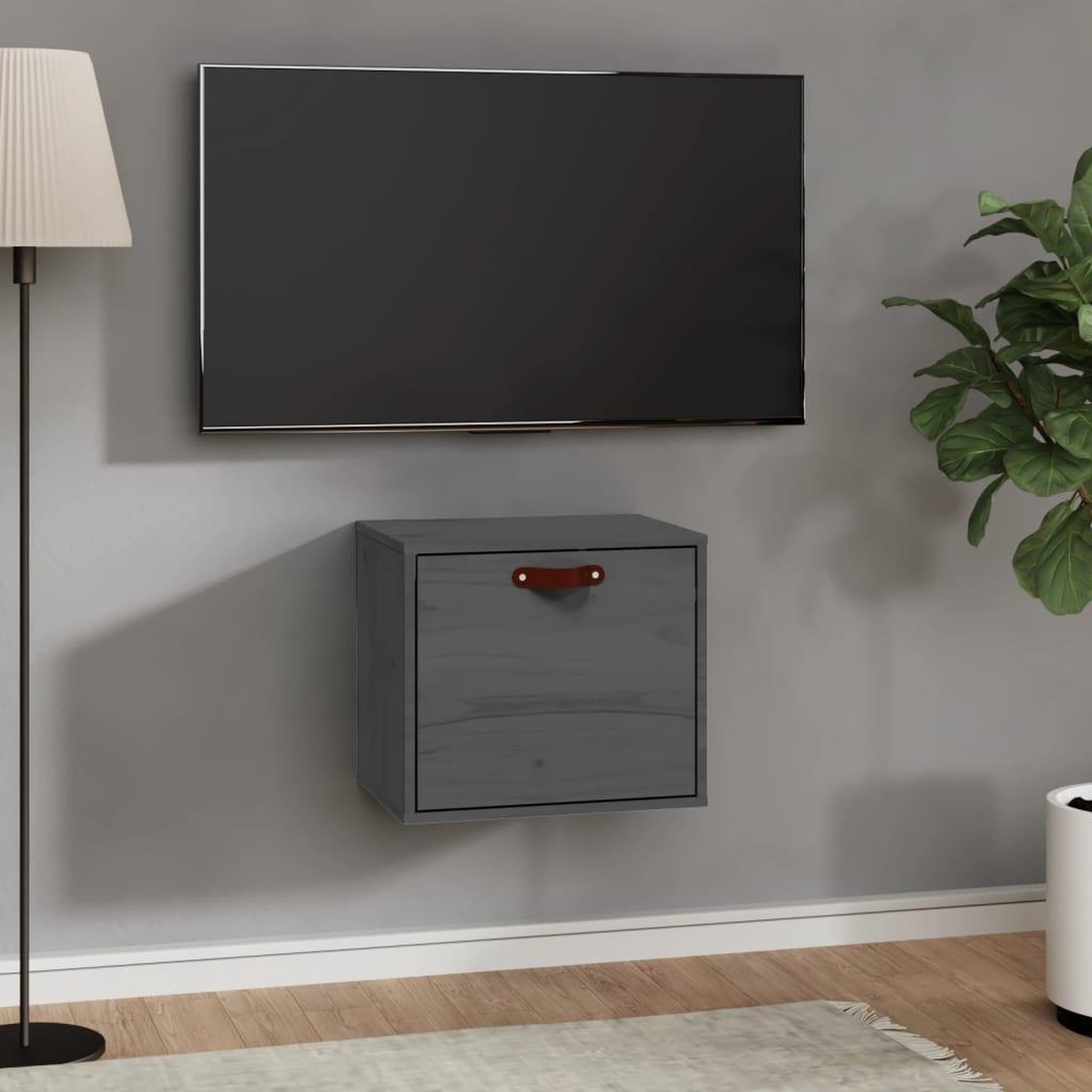 Voir la diapositive 1 : VIDAXL Armoire murale Gris 40x30x35 cm Bois de pin massif