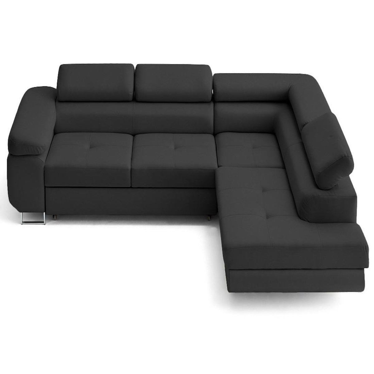LISA DESIGN Zaria - canapé d'angle droit 5 places convertible avec coffre et têtières en simili