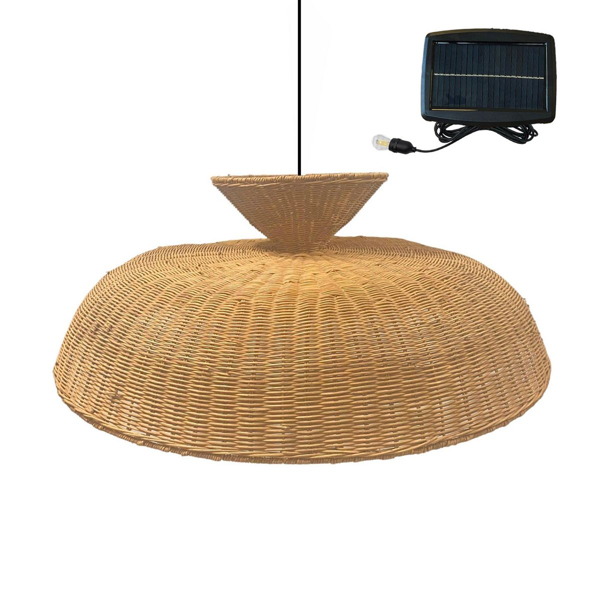 Lumisky Suspension solaire bohème DARMA Bois Rotin D80 CM