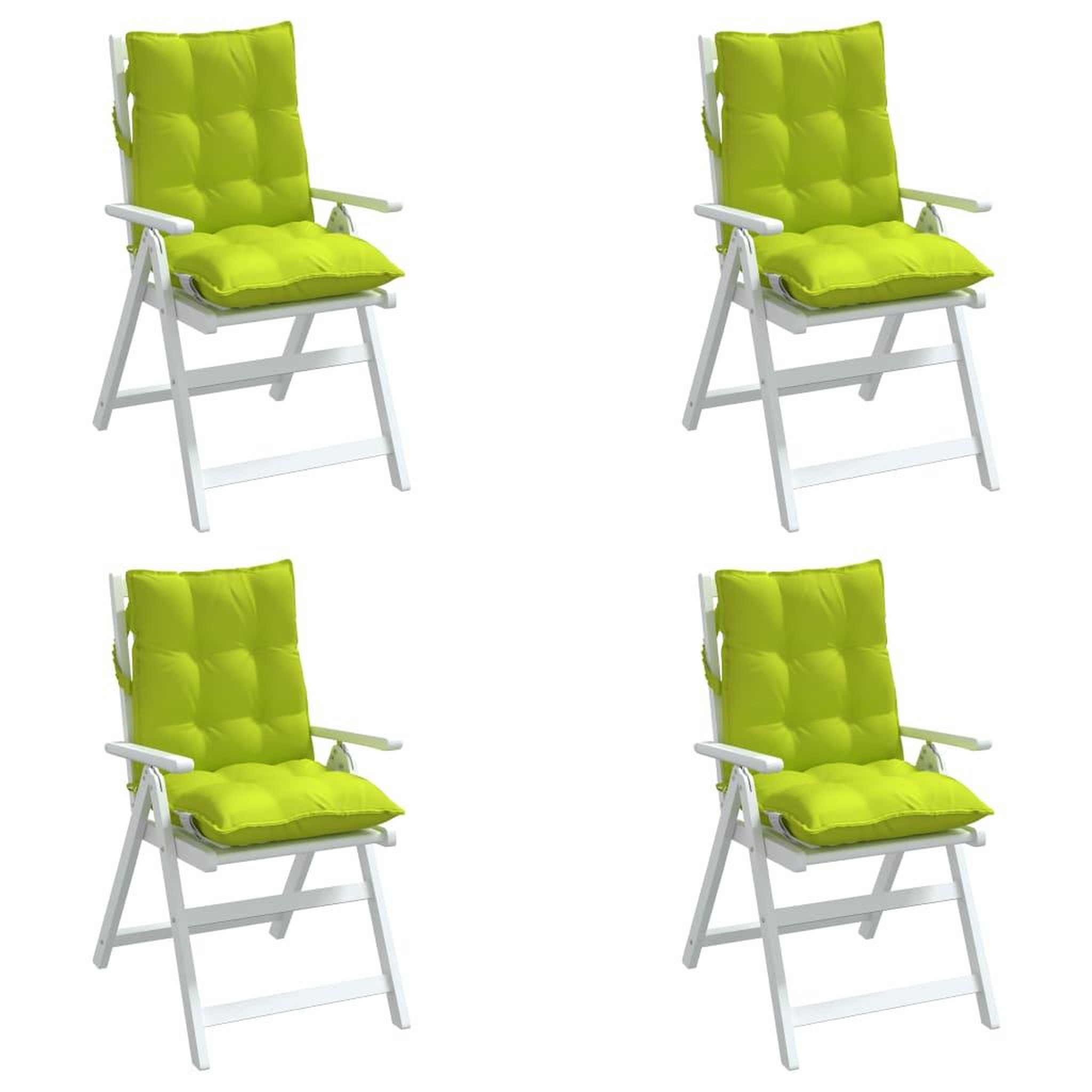 Voir la diapositive 4 : VIDAXL Coussins de chaise a dossier bas lot de 4 vert vif
