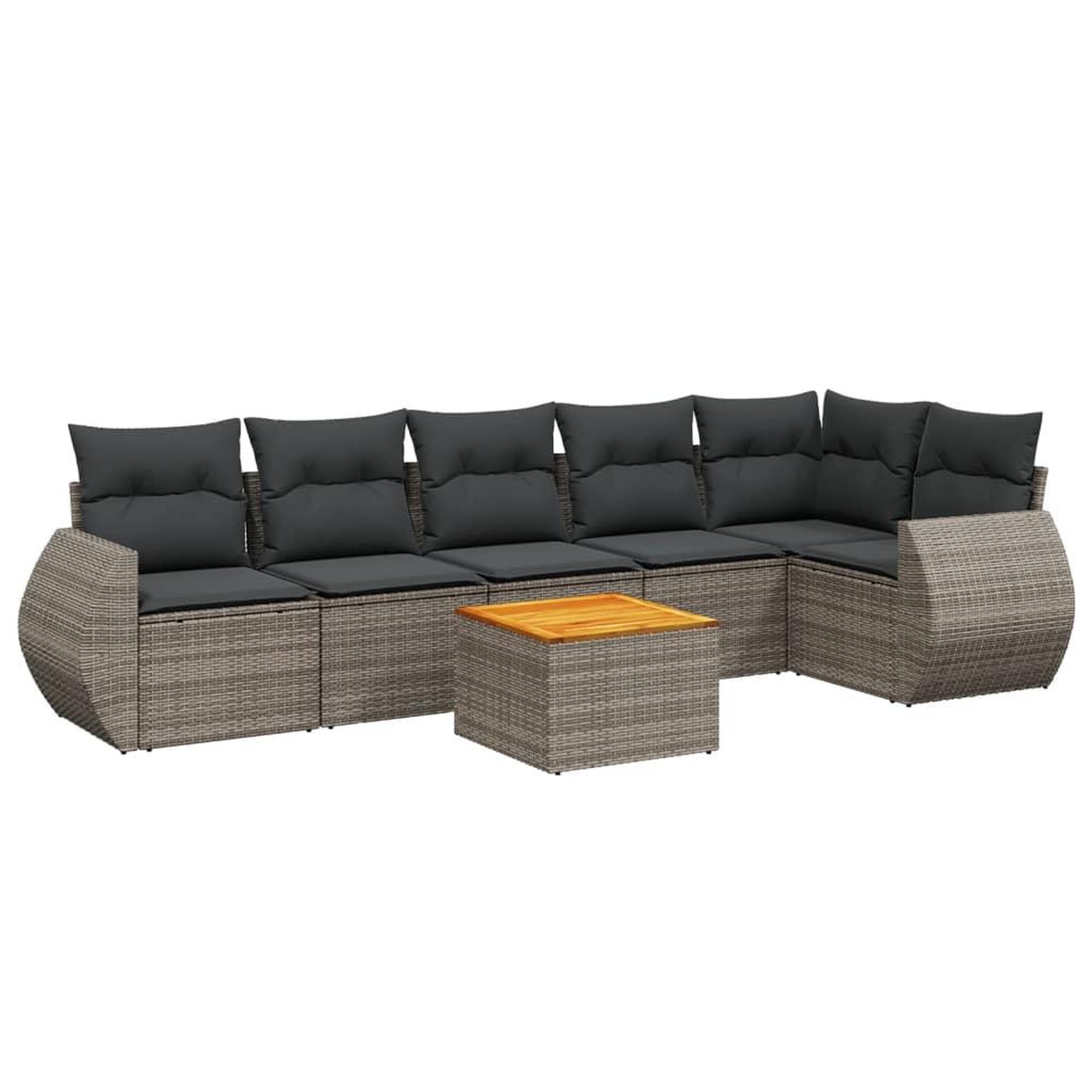 Voir la diapositive 2 : VIDAXL Salon de jardin avec coussins 7 pcs gris resine tressee