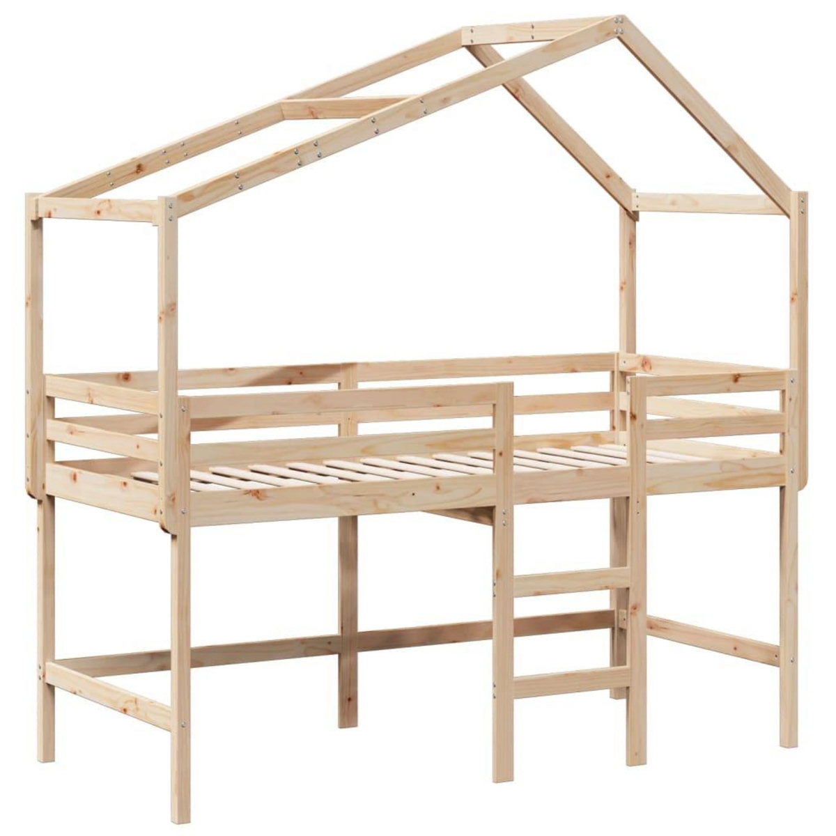 VIDAXL Lit superpose avec echelle et toit sans matelas 90x200 cm
