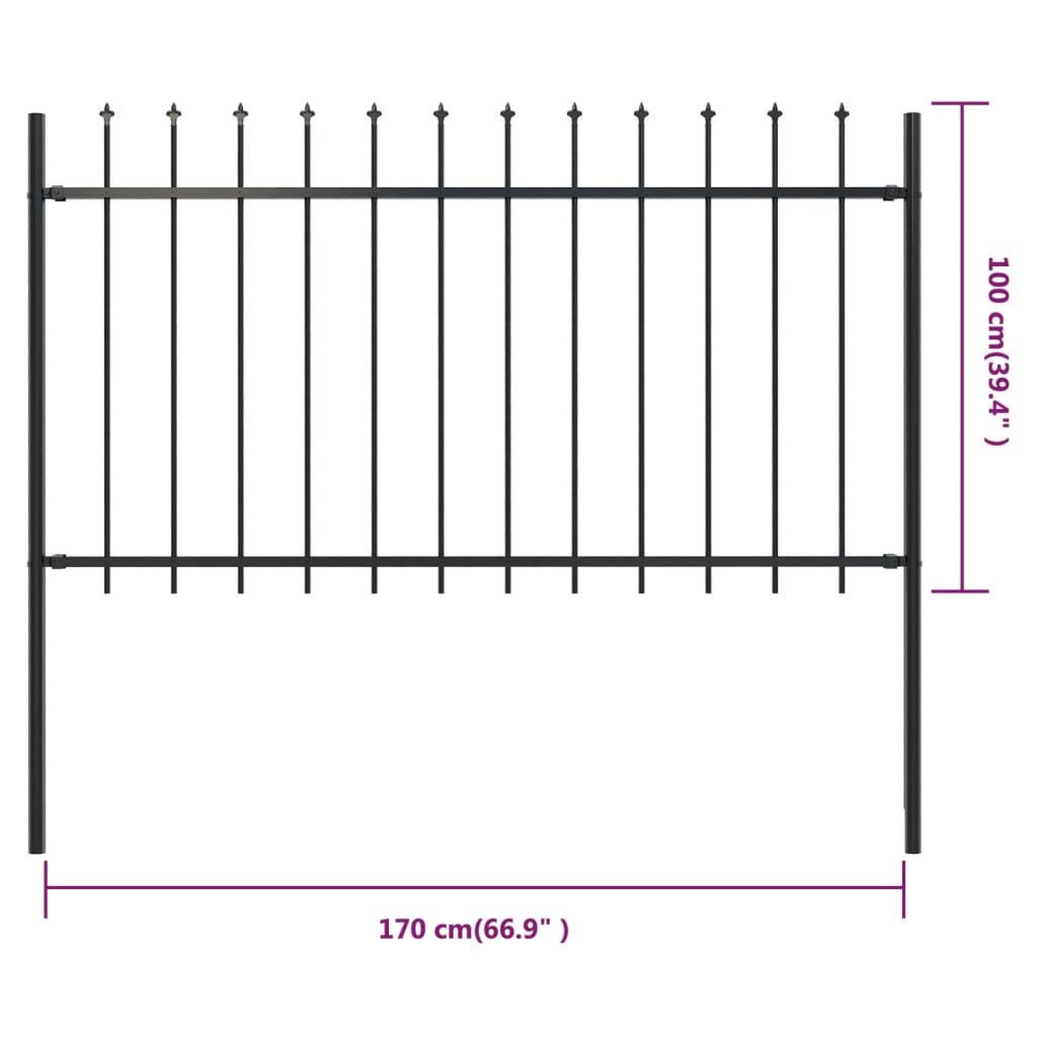 Voir la diapositive 5 : VIDAXL Cloture de jardin avec dessus en lance Acier 1,7 x 1 m Noir