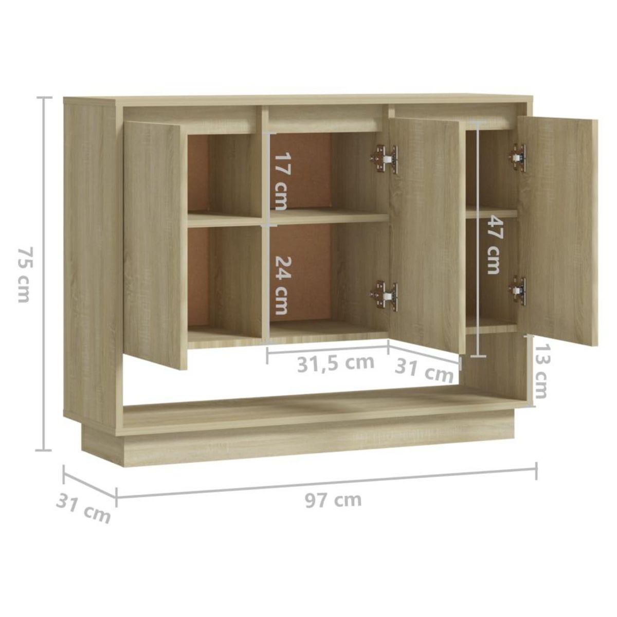 VIDAXL Buffet Chene sonoma 97x31x75 cm Bois d'ingenierie