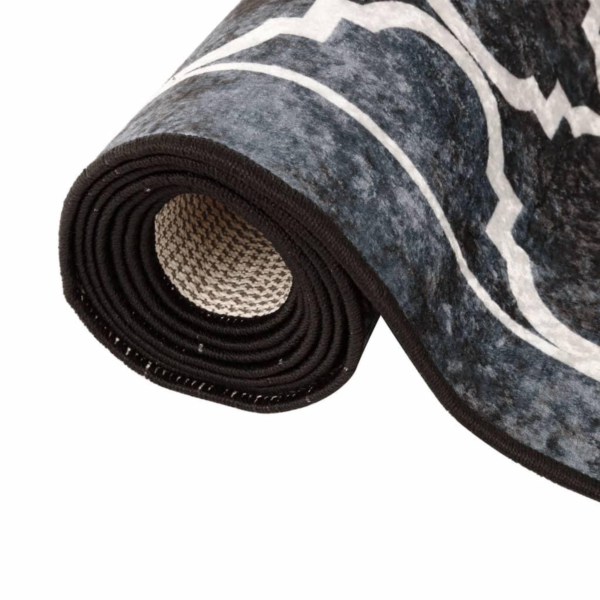 Voir la diapositive 5 : VIDAXL Tapis lavable noir et blanc 120x180 cm antiderapant
