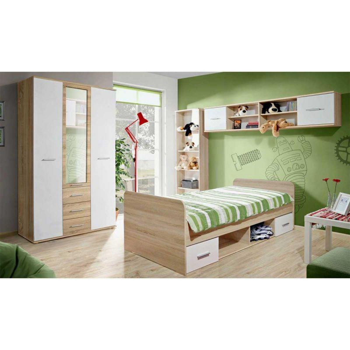 Paris Prix Armoire 2 Portes  Dino  191cm Blanc & Chêne