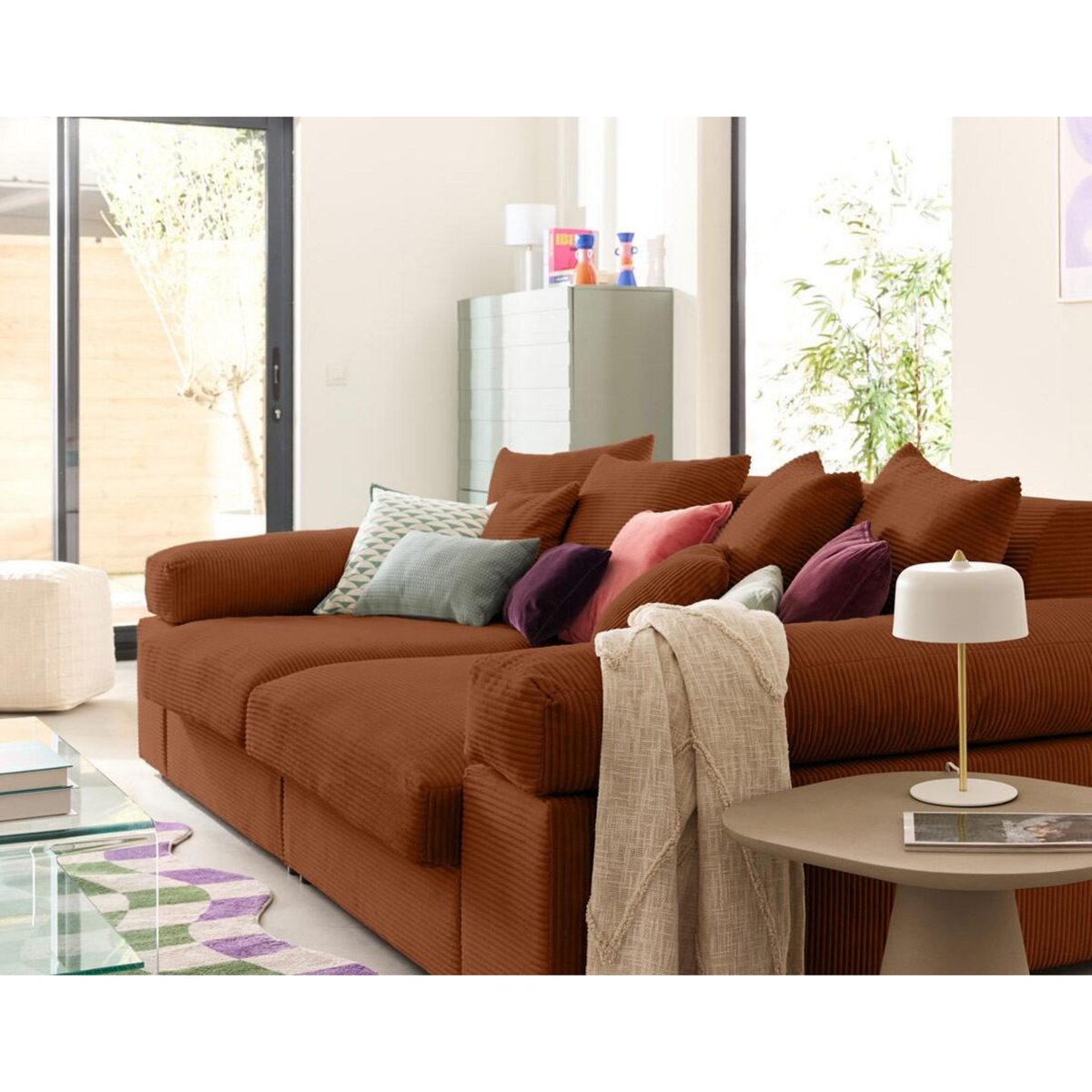 LISA DESIGN Aspen - canapé 4 places - assise profonde - velours côtelé