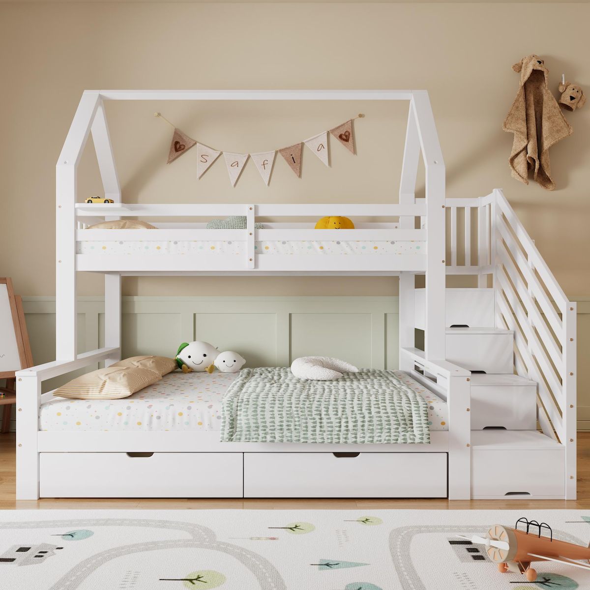 MERAX Lit superposé 140x200(90x200) cm coloris blanc pin