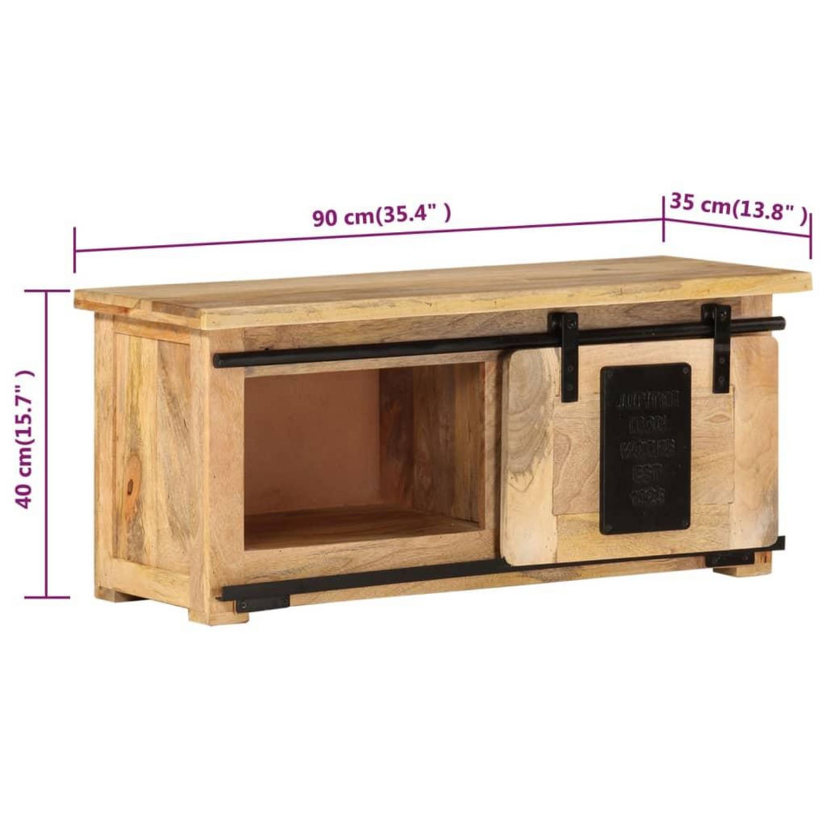 VIDAXL Meuble TV 90x35x40 cm Bois massif de manguier