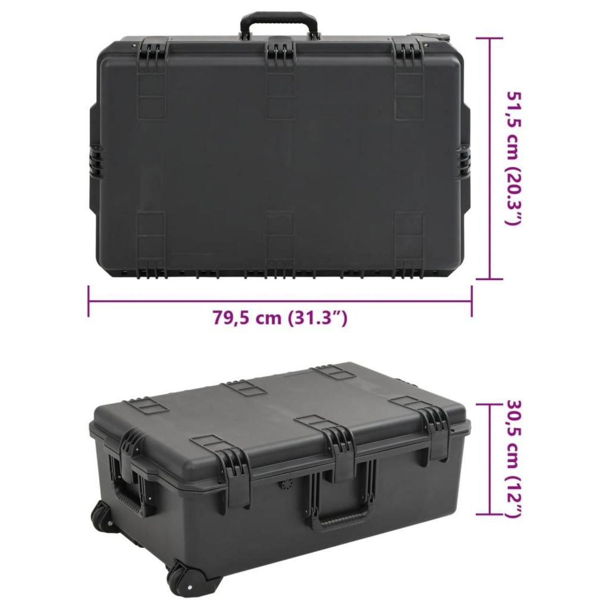 VIDAXL Valise de vol portable Noir 79,5x51,5x30,5 cm PP