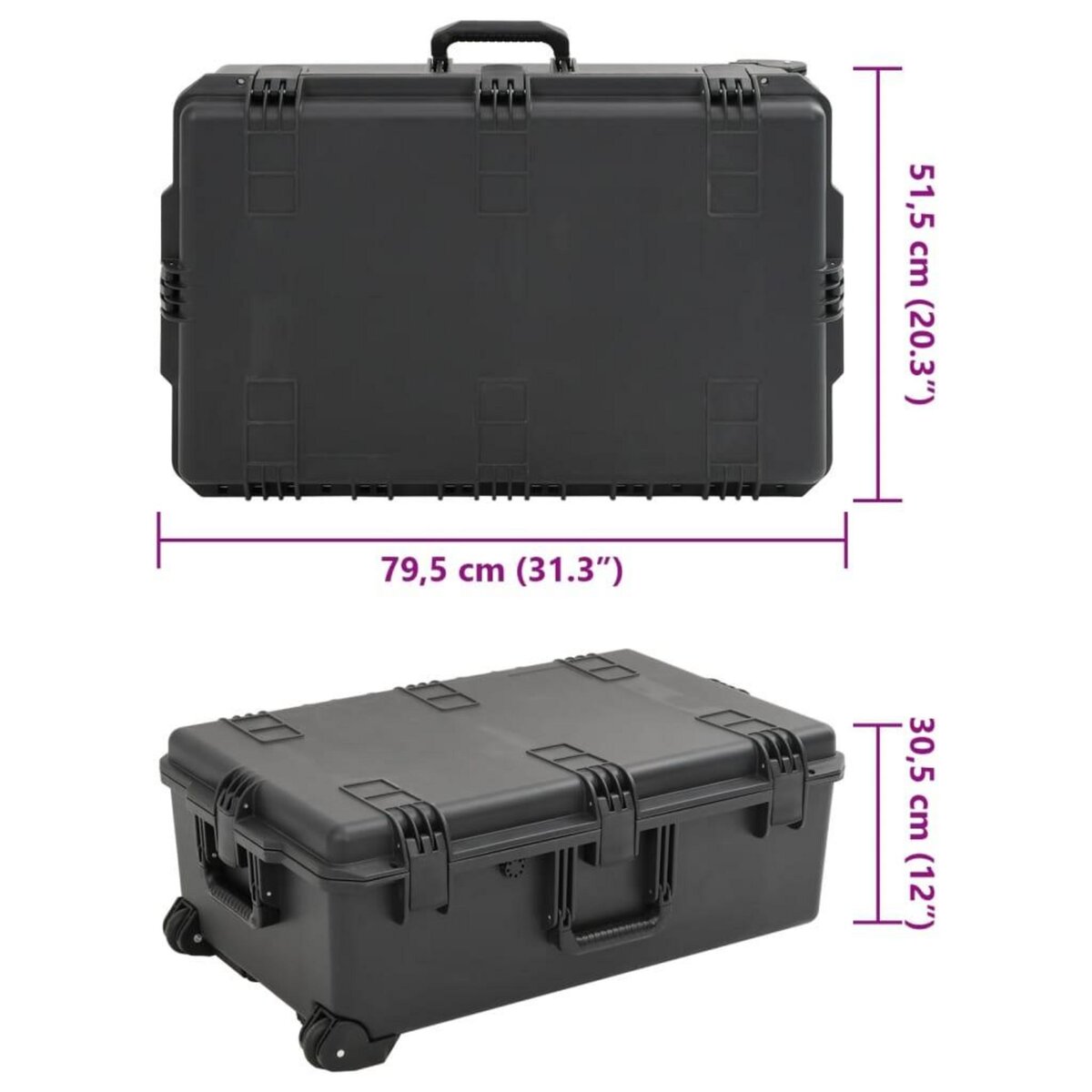 VIDAXL Valise de vol portable Noir 79,5x51,5x30,5 cm PP