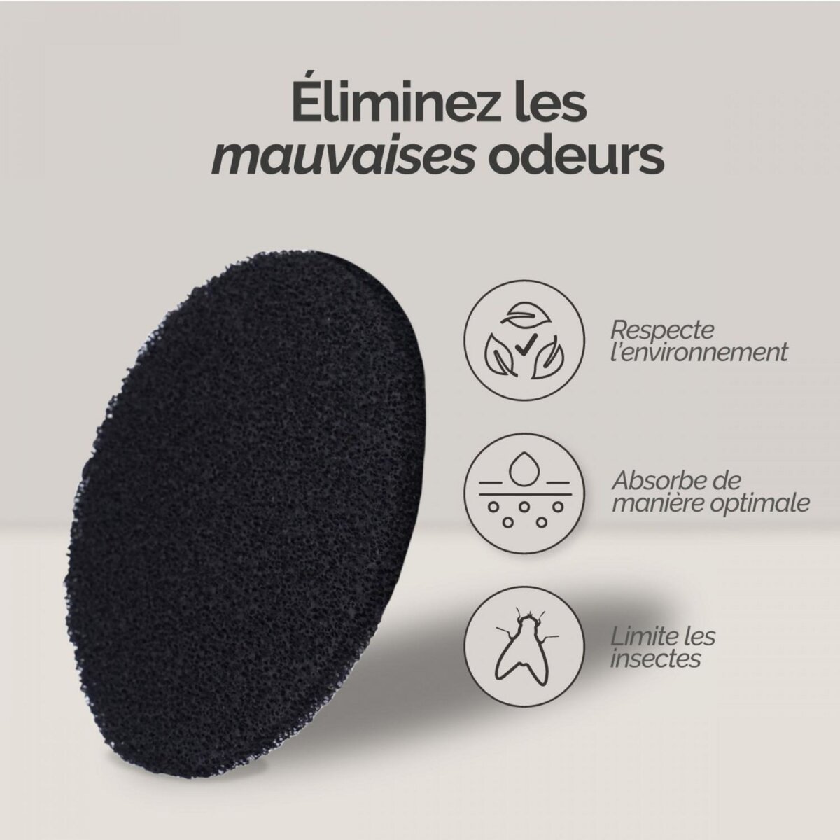 LINXOR Lot de 5 filtres à charbon actif pour composteur, poubelle à compost - Rond