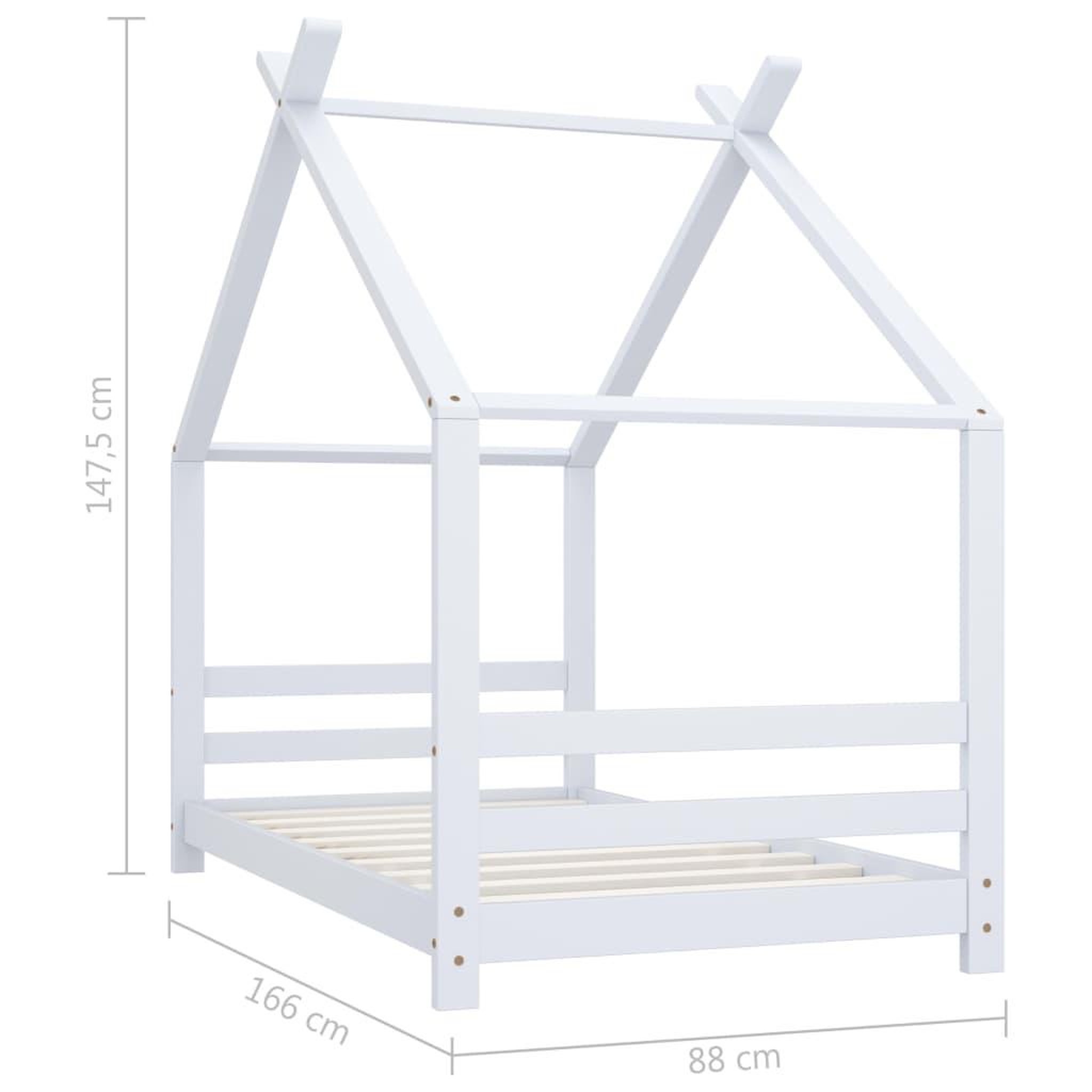 Voir la diapositive 6 : VIDAXL Cadre de lit d'enfant Blanc Bois de pin massif 80x160 cm