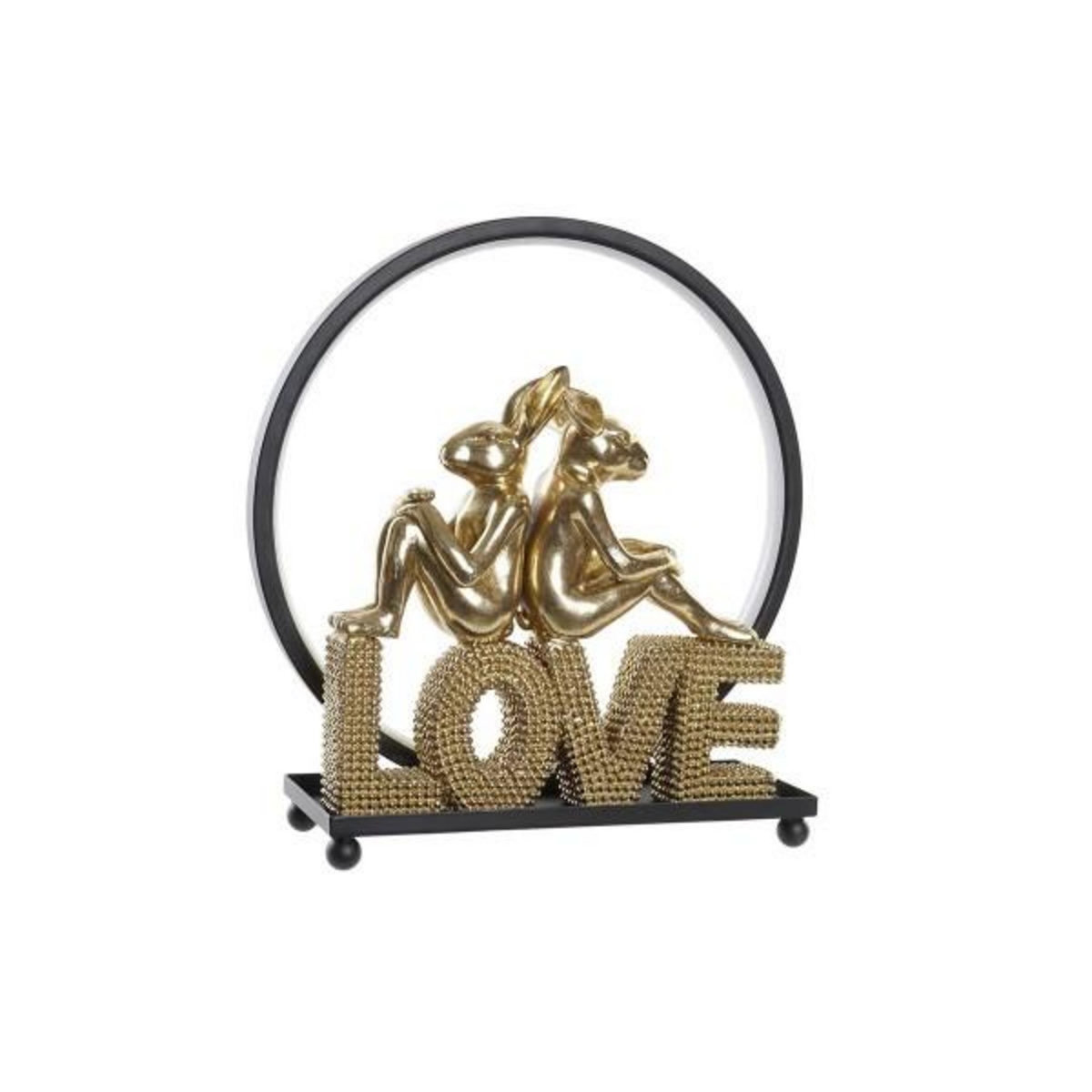 MARKET24 Décoration lumineuse DKD Home Decor Love Lapin Résine (30 x 11 x 31,5 cm)