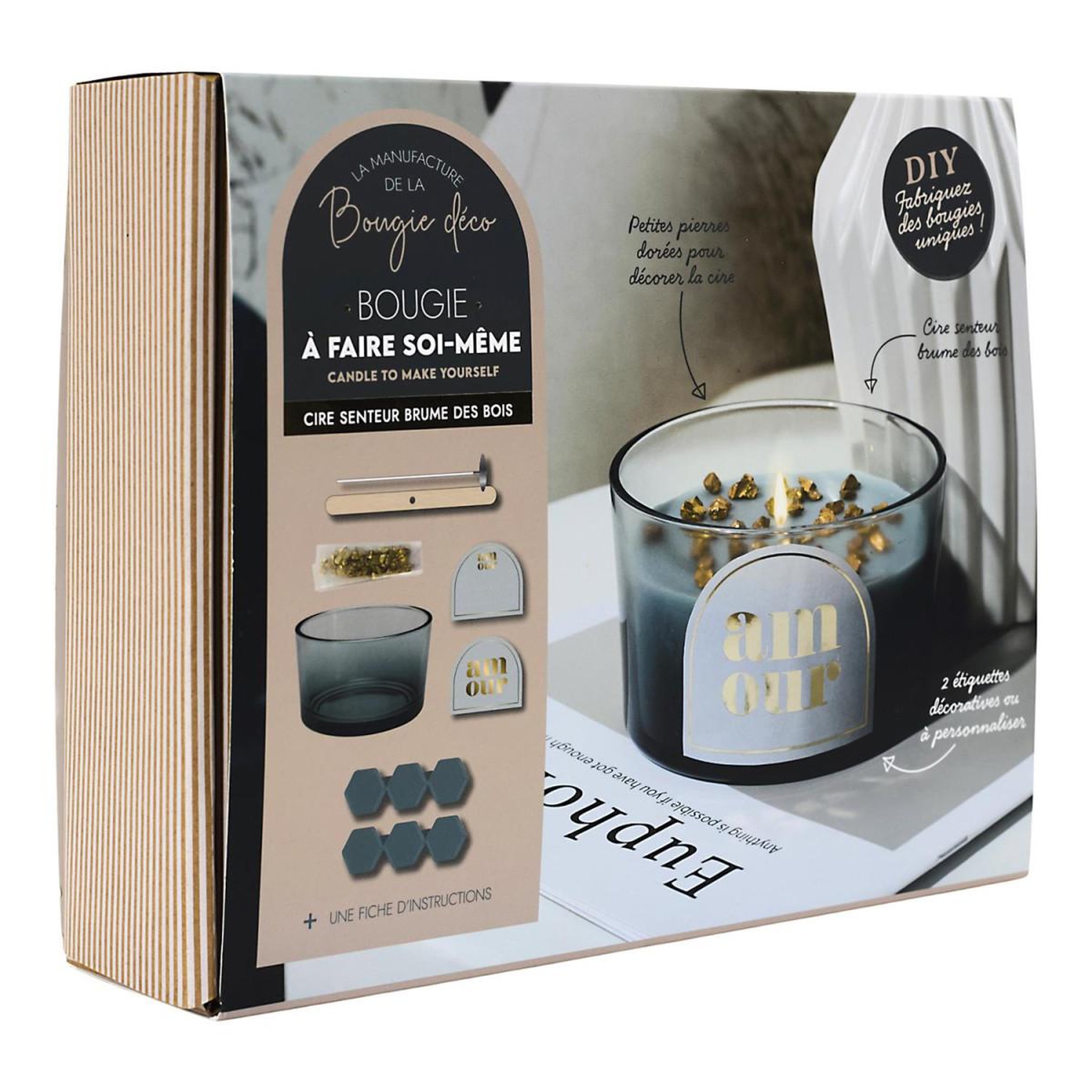 The concept Factory Coffret bougie pierre à confectionner  diy  20cm brume des bois