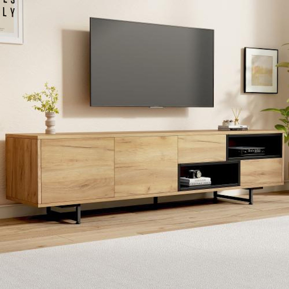 MERAX Meuble tv naturel 173 cm panneau de particules