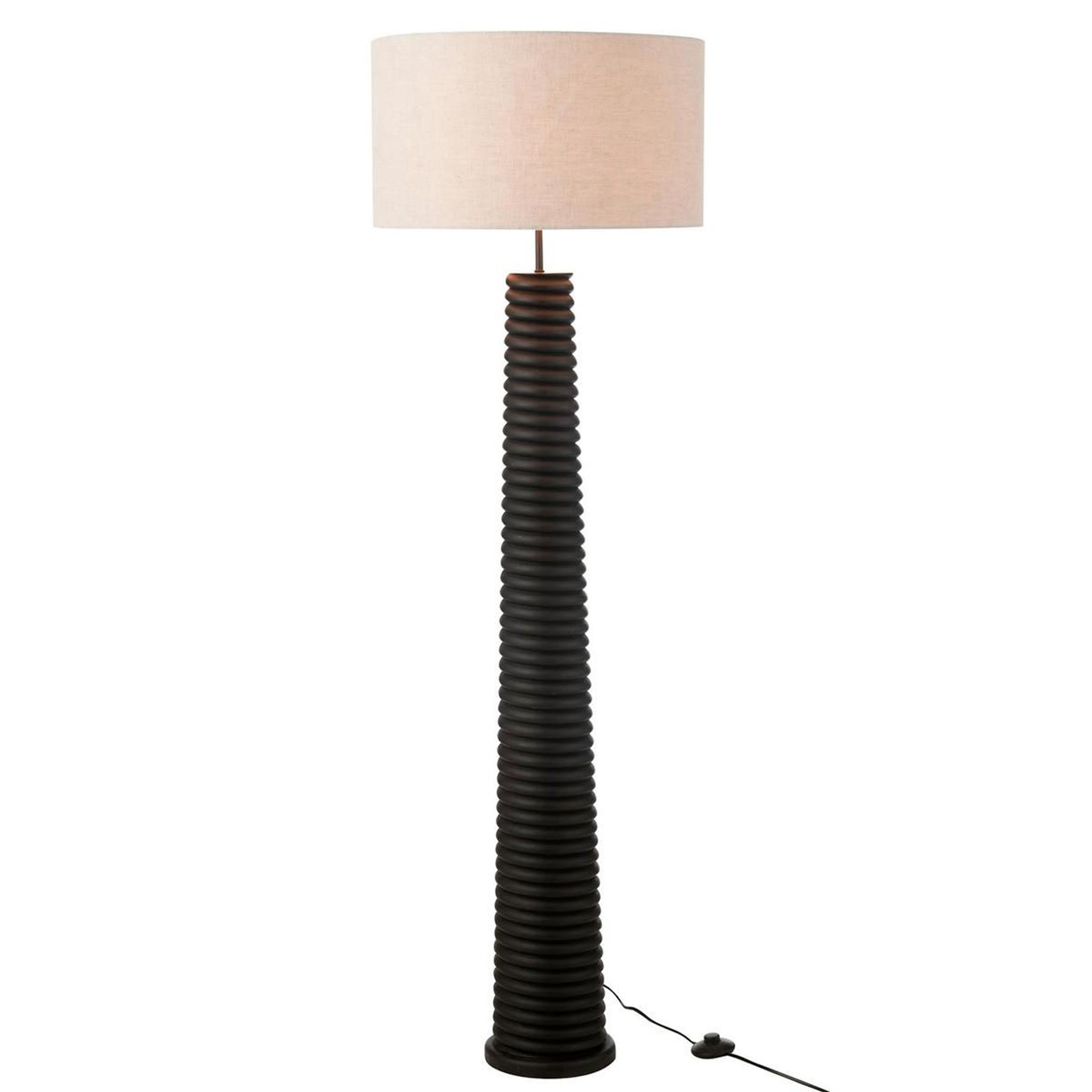 Voir la diapositive 2 : J-LINE Lampadaire filetage en bois  ailanthus  160cm noir