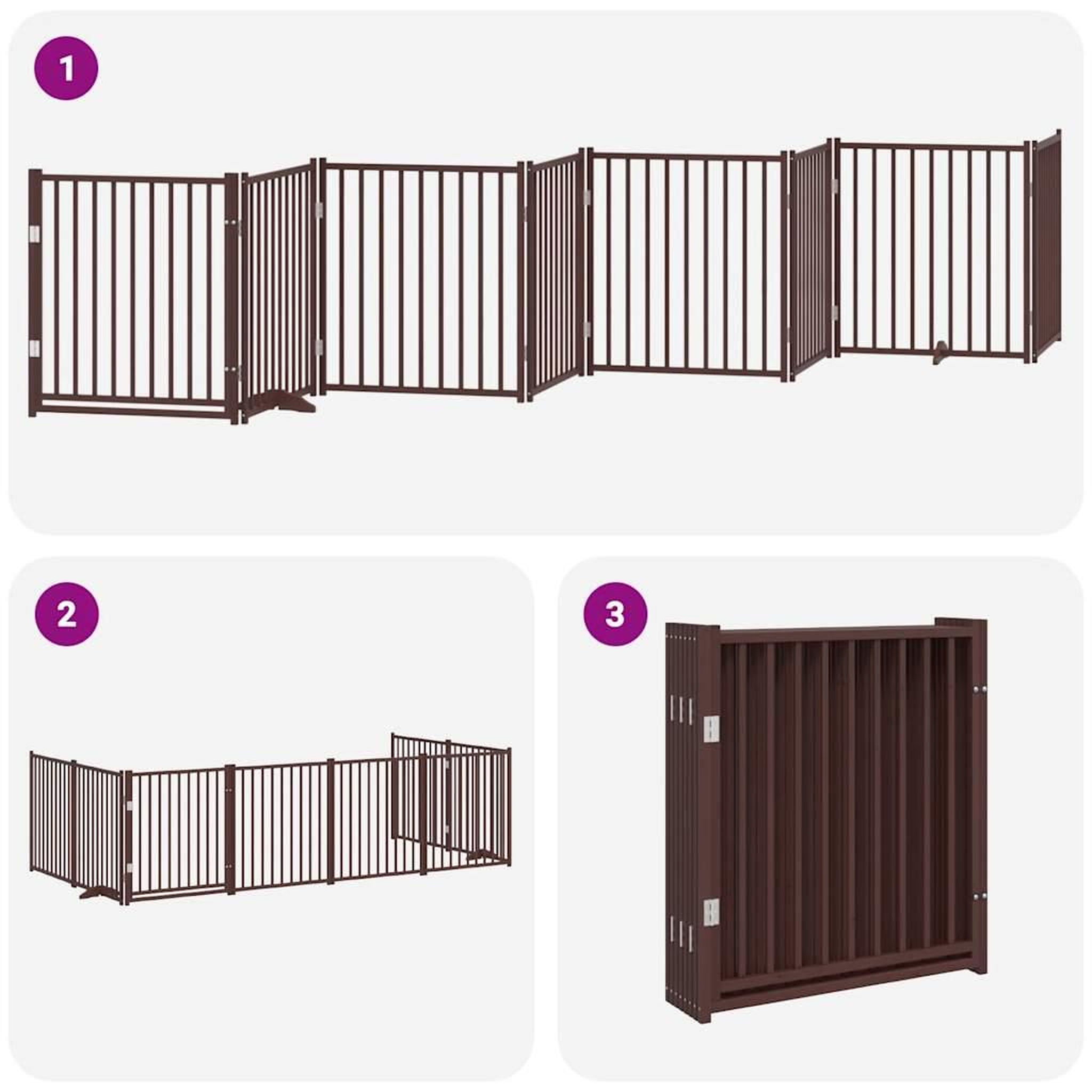 Voir la diapositive 5 : VIDAXL Barriere pour chien porte pliable 8 panneaux bois de peuplier